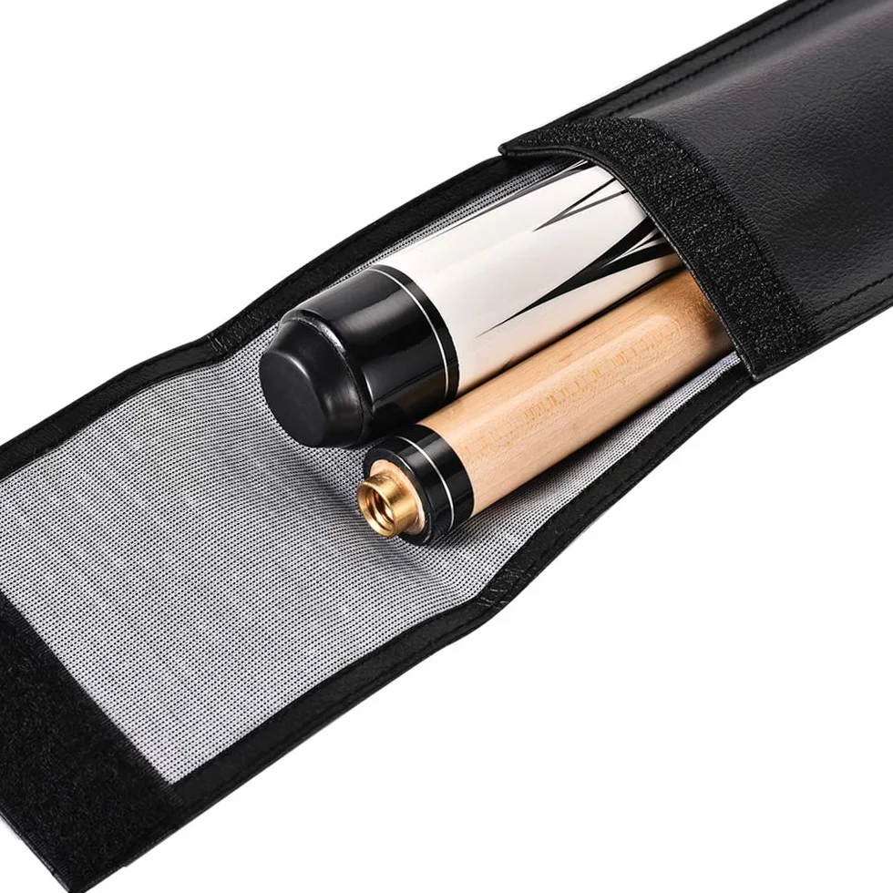 Billiard Pool Cue Stick Carrying Case Bag 32 Inches Black Leather Fabric