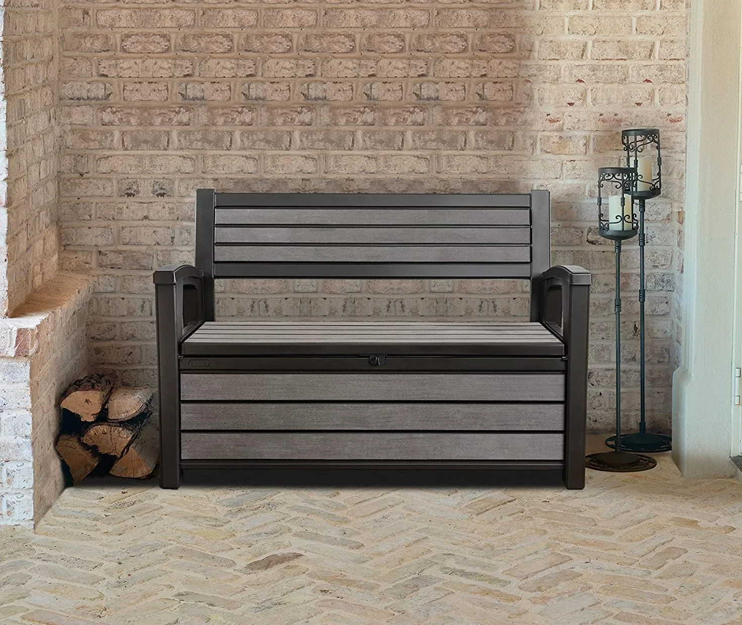 Chalet y Jardín Brossium Baúl Banco 227 L Gris Cepillado 132,7 x 63,5 x 89,5 cm