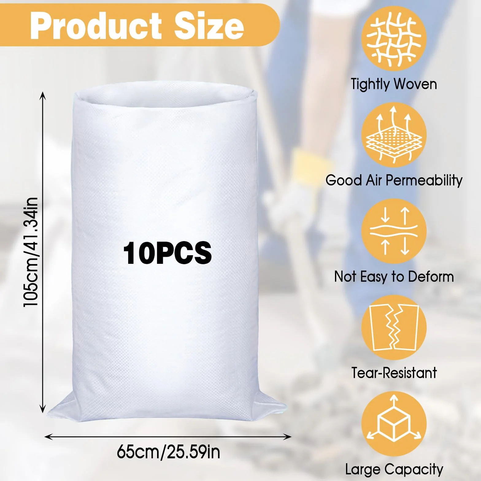 Saco Rafia 105x65cm Big Bag Reutilizable para Escombros Jardin Obra