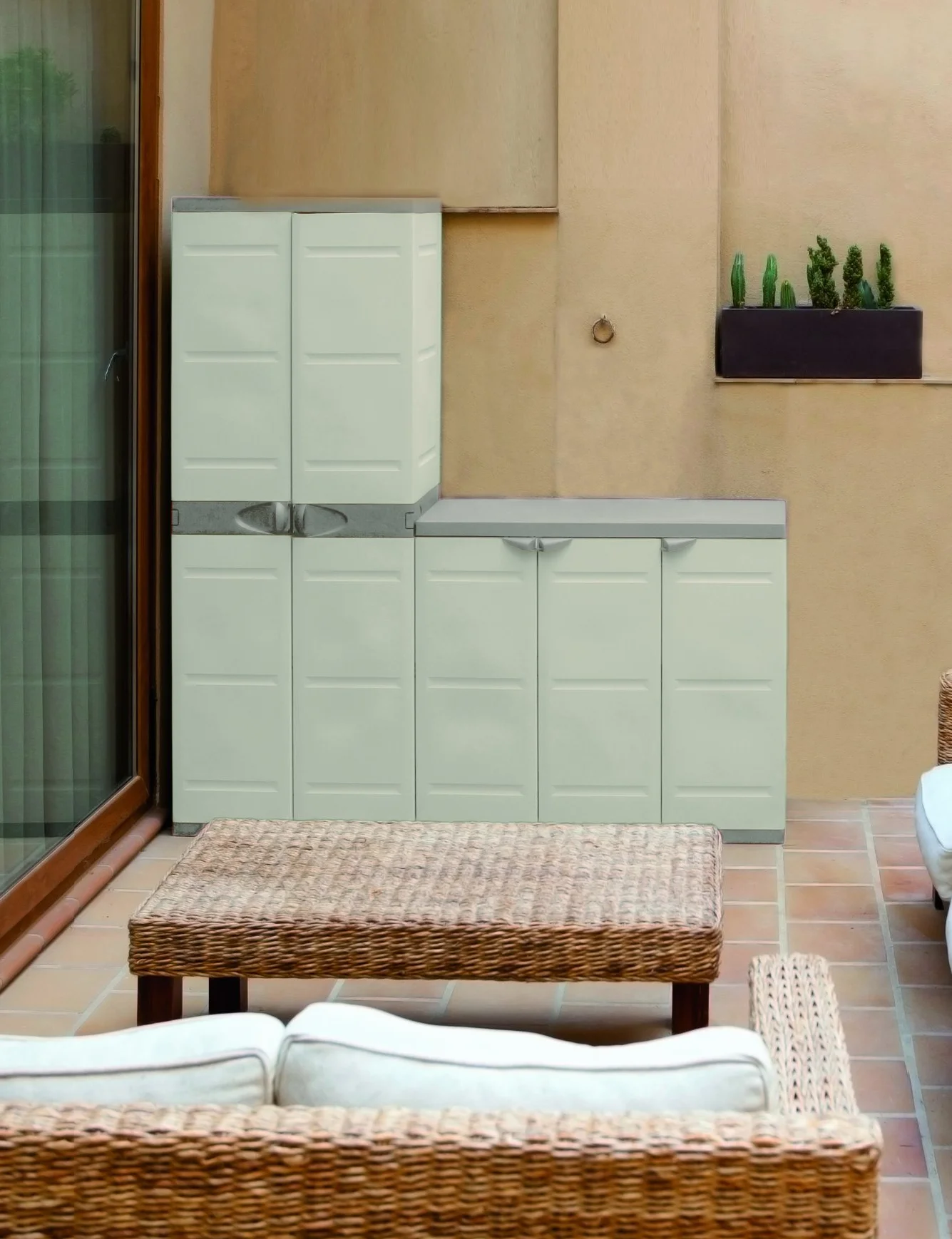 Plastiken Armario de Resina Medio 3 Puertas 88 x 105 x 44 cm