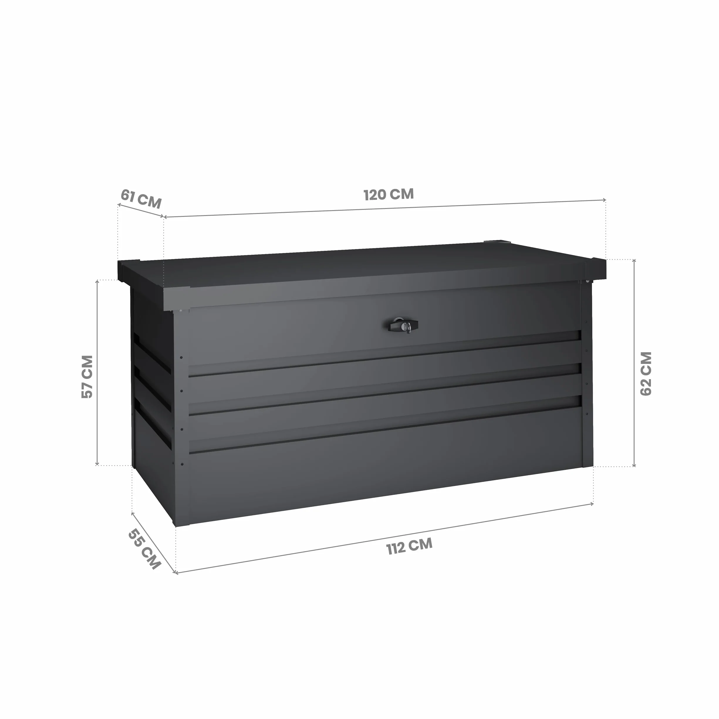 Baúl Almacenaje Exterior 450 L 120x61x62cm Gris Antracita Metálico