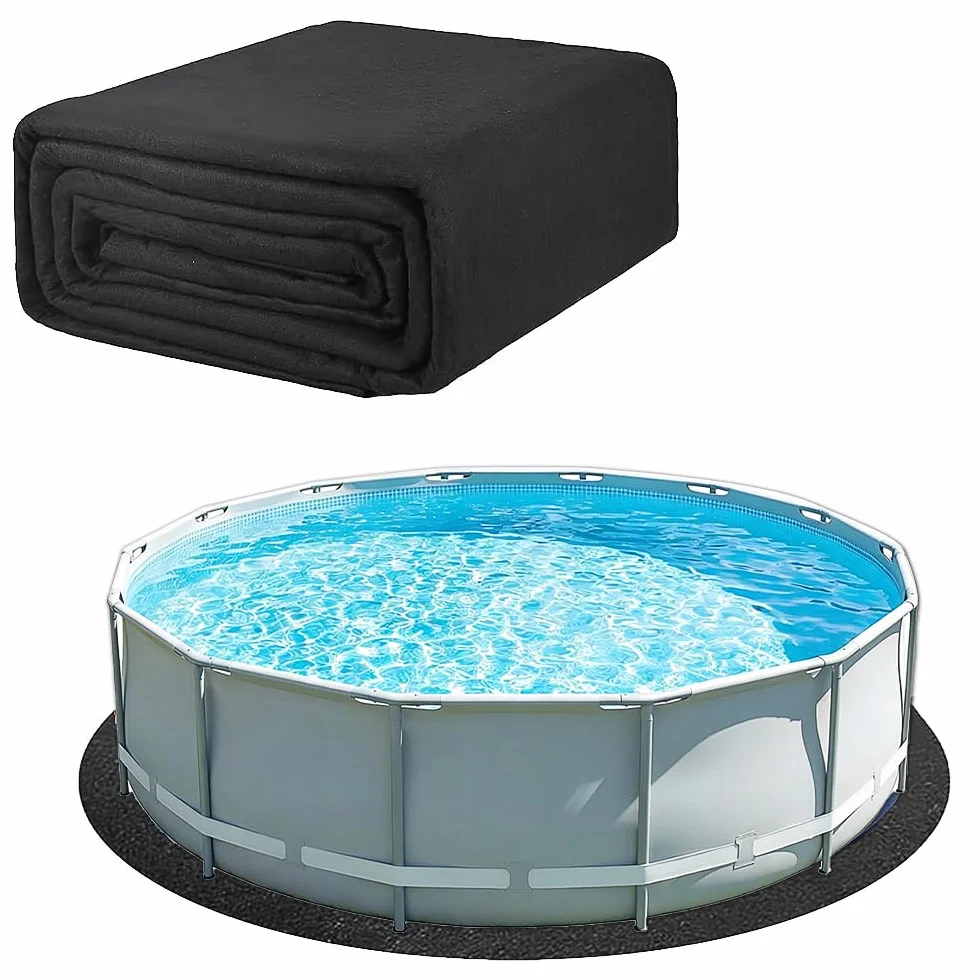 Base de Piscina Redonda 10ft 305cm Lona de Suelo Antideslizante para Piscinas de Pie y Jacuzzis Negro