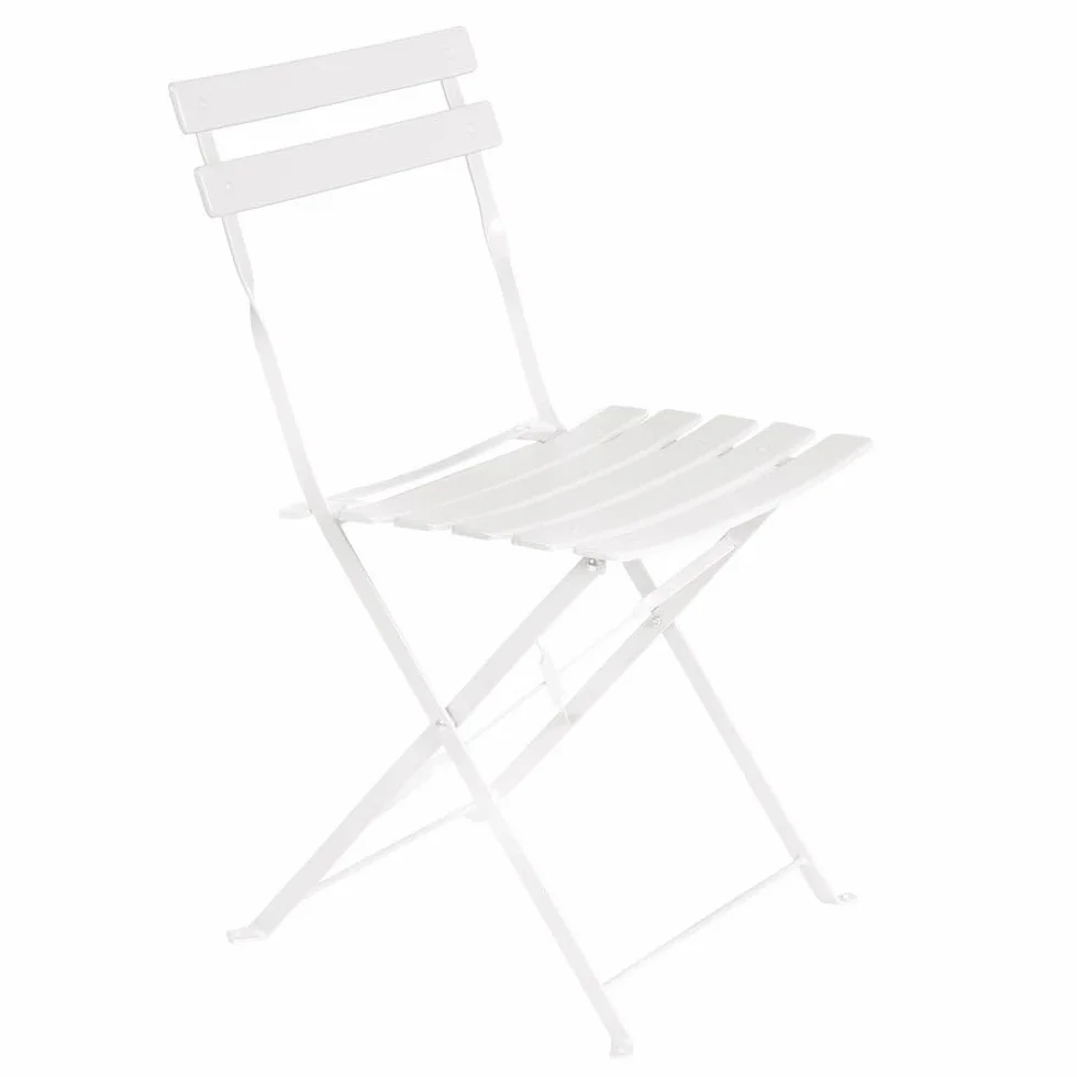 LOLAhome Conjunto de Mesa y 2 sillas de jardín Sira con láminas Curvas de Acero Blanco