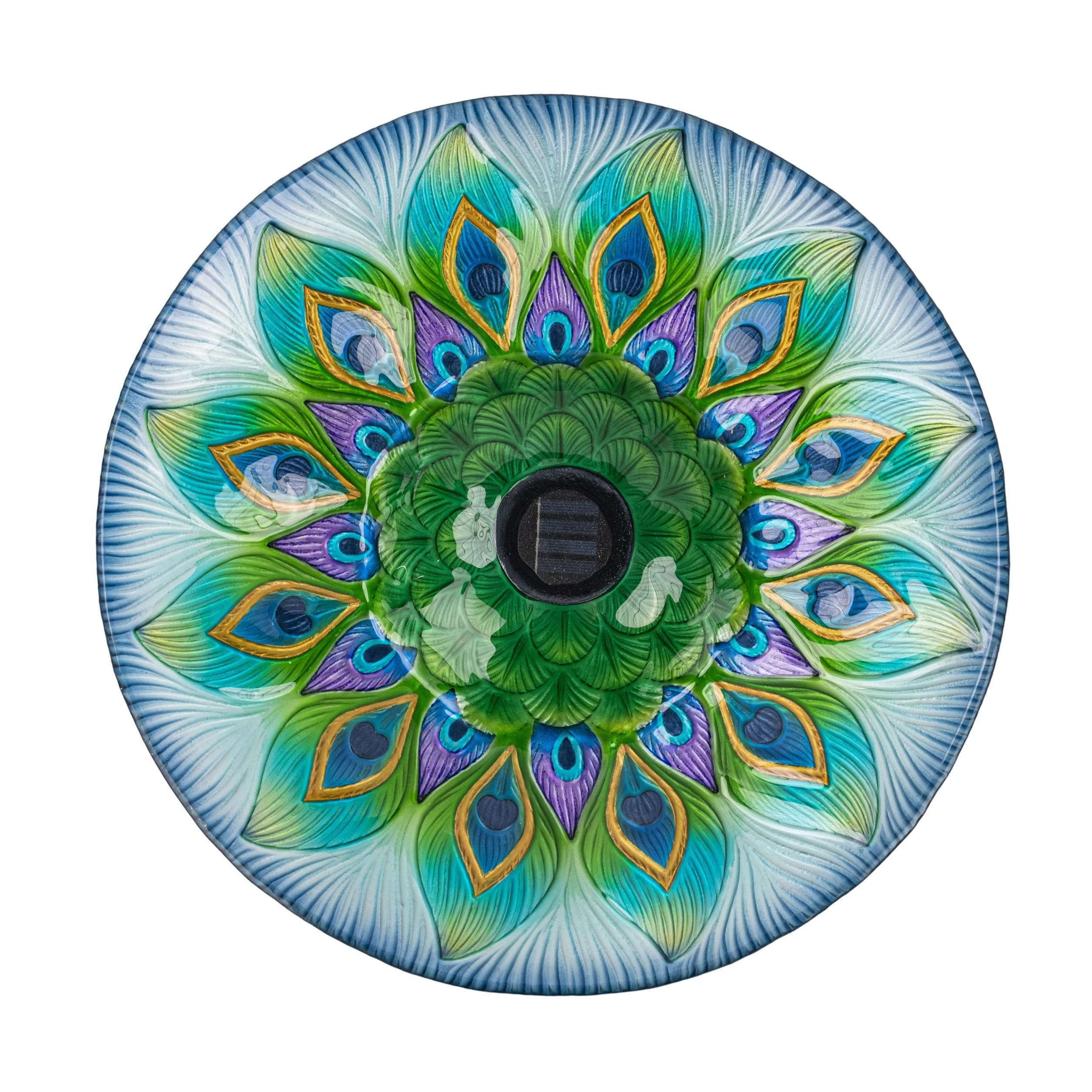 Teamson Home Baño para pájaros de Cristal diseño Pavo Real Multicolor