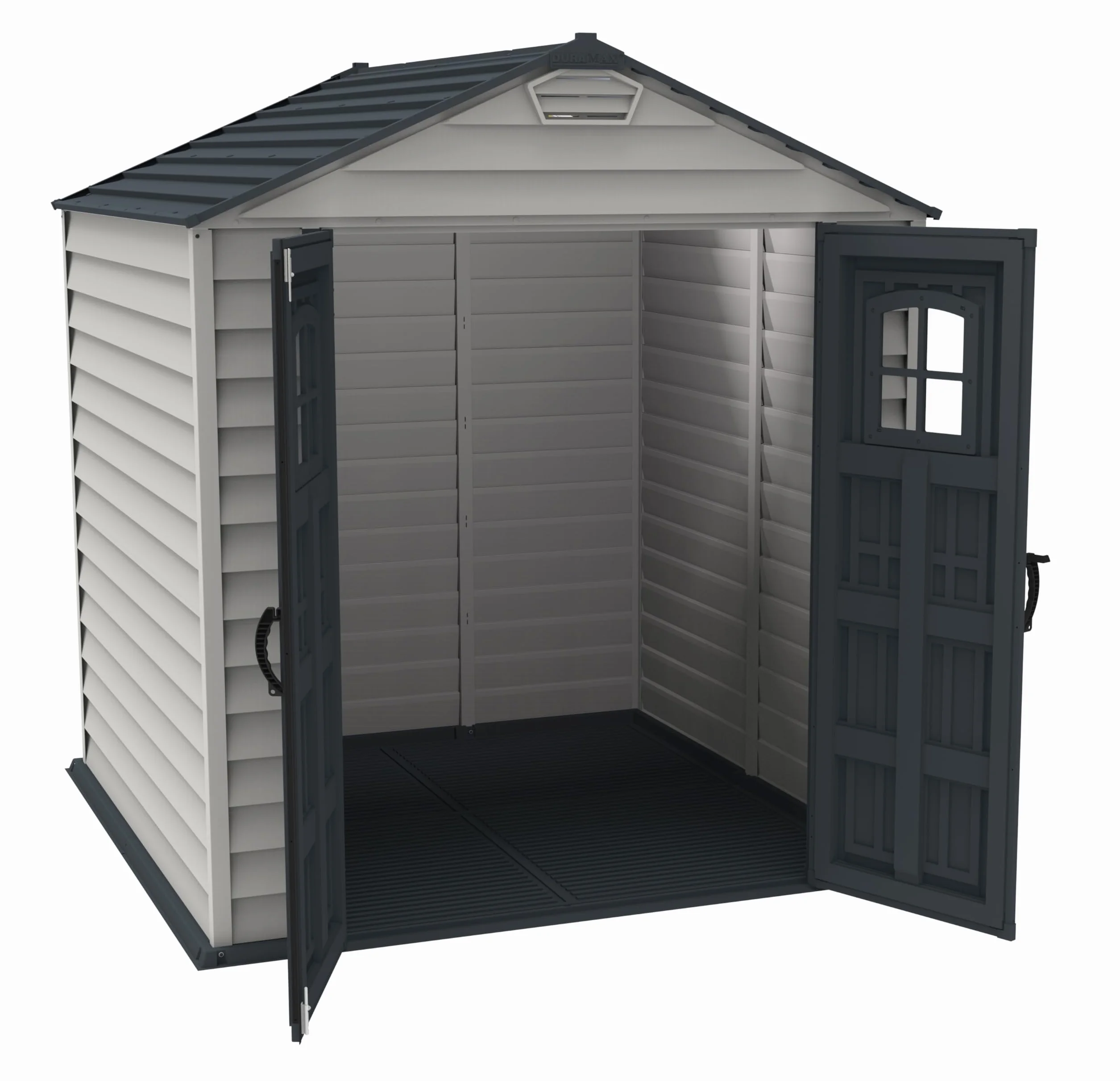 STOREMAX PLUS 7X7 Duramax caseta cobertizo jardín resina PVC gris antracita 2.1x2.1x2.3m suelo