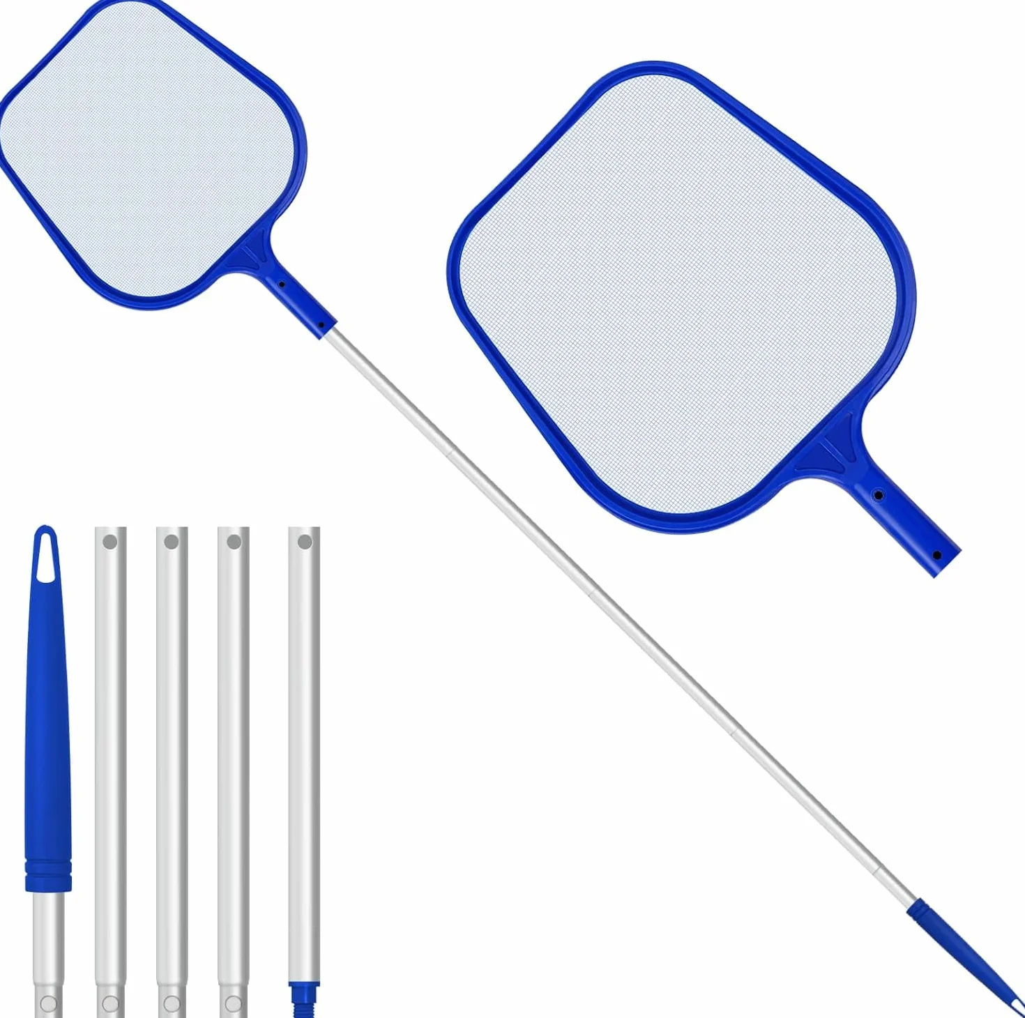 Jsdoin Recogehojas para Piscinas Profesional, Kits de Skimmer con Barra Telescópica 1.2m
