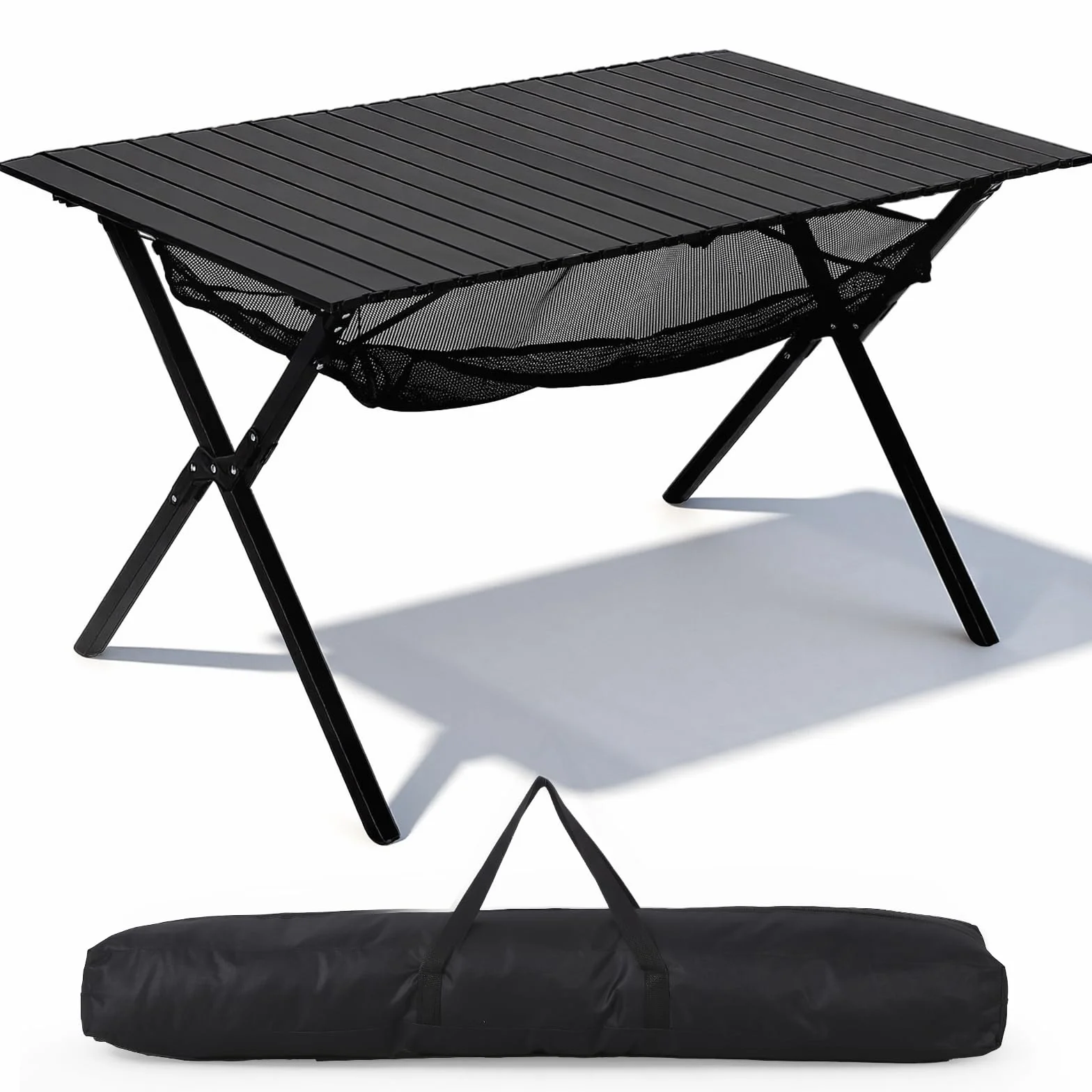 HAUSPROFI Mesa de camping plegable, 120 x 70 x 70 cm, grande para 4-6 personas, mesa plegable de aluminio 100 kg, mesa plegable con bolsa de transporte, mesa portátil para camping, pícnic, jardín