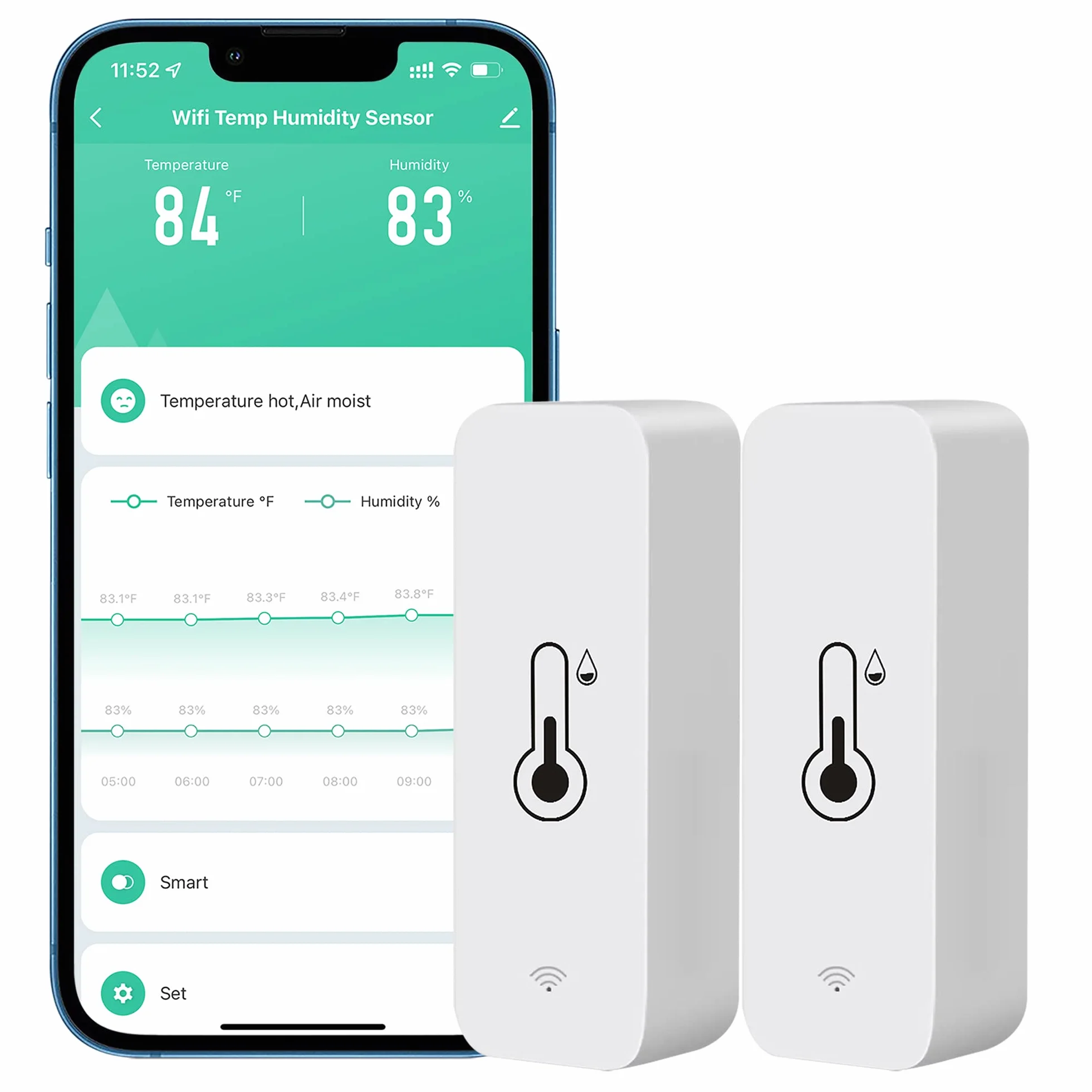Sensor de higrómetro termómetro WiFi para hogar, inalámbrico, alerta por app remota, funciona con Tuya (2 unidades)