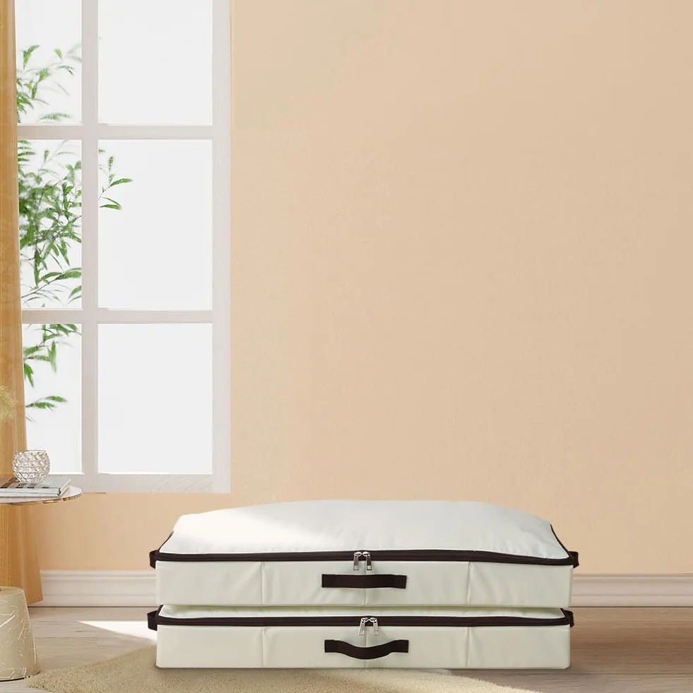 iwill CREATE PRO Cesta almacenamiento plegable debajo cama beige 2 unidades