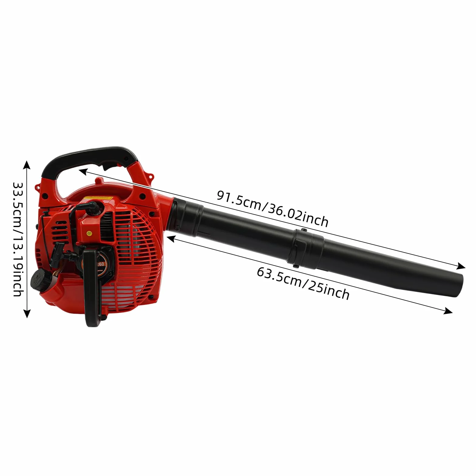 Soplador de hojas de gasolina de 25,4 cc, 2 tiempos, 7500 rpm, con bolsa de recogida y depósito de combustible de 0,9 l, para jardín, césped, terraza, burbujas y nieve