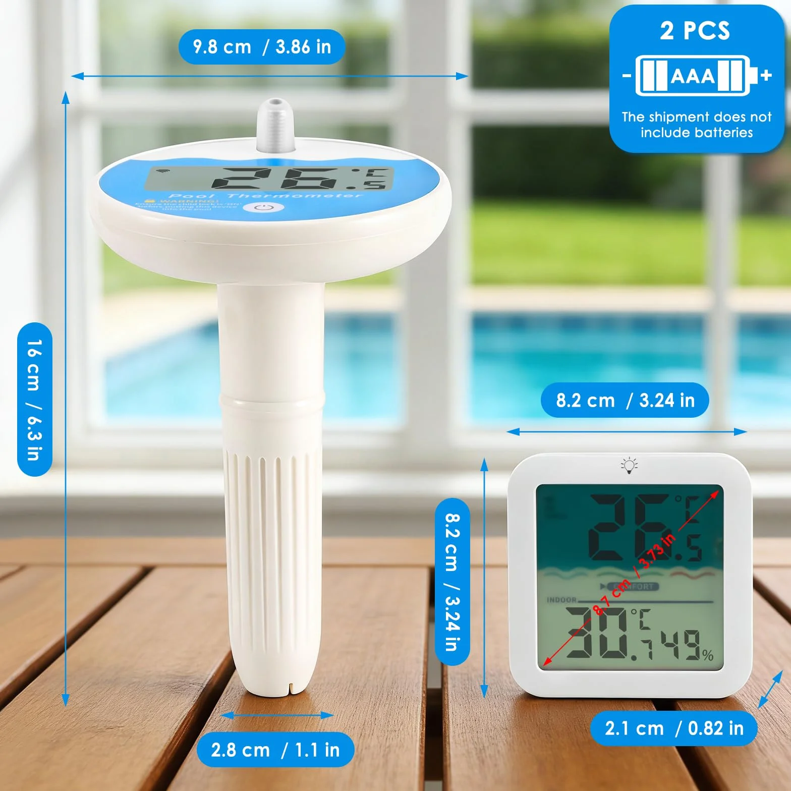 ALLOMN Termómetro digital para piscina inalámbrico IP68 medidor de temperatura del agua