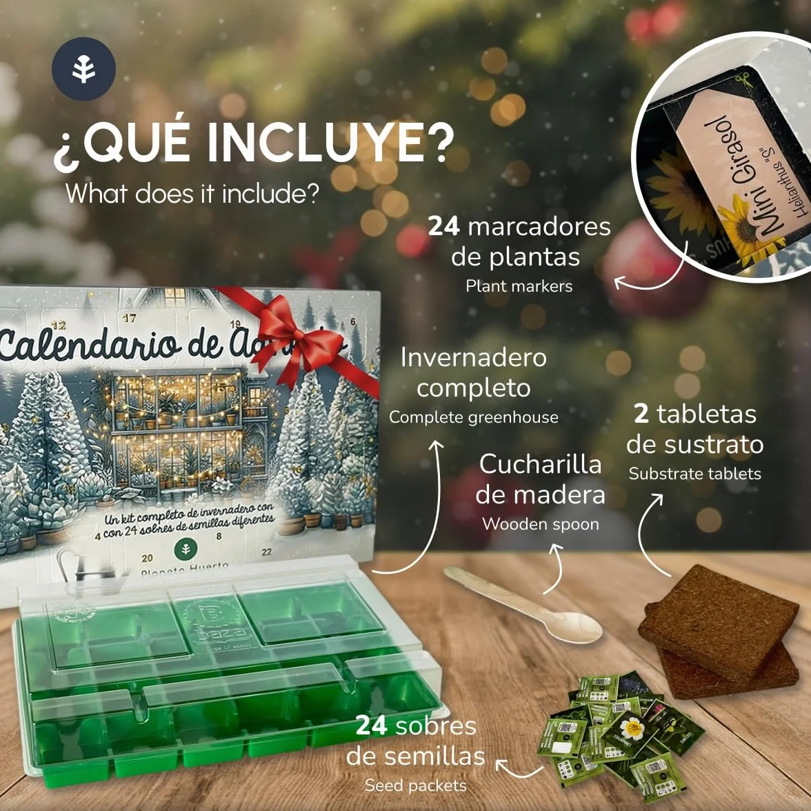 Calendario de Adviento de Semillas con Mini Invernadero Planeta Huerto