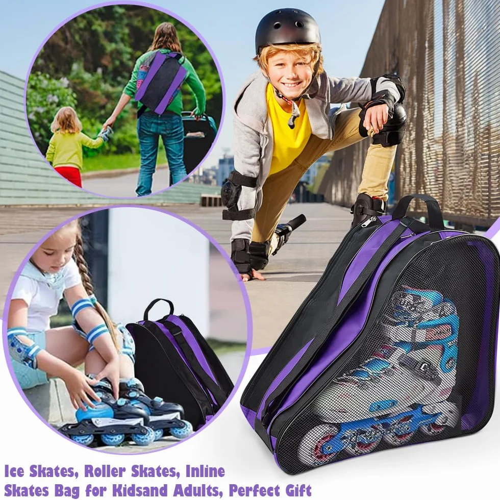 Bolsa para Patines 3 Compartimentos Mochila Patinaje Artistico Patines en Linea