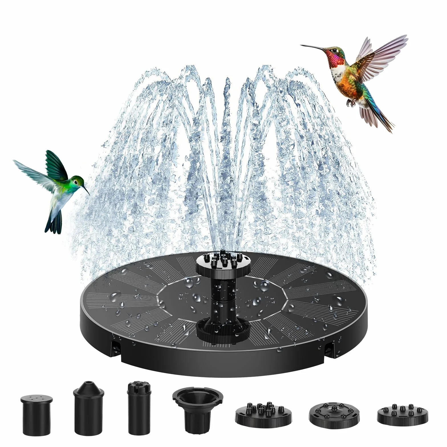 Sprifityy Fuente Solar Jardin Exterior, Bomba de Agua Solar con 7 Boquilla