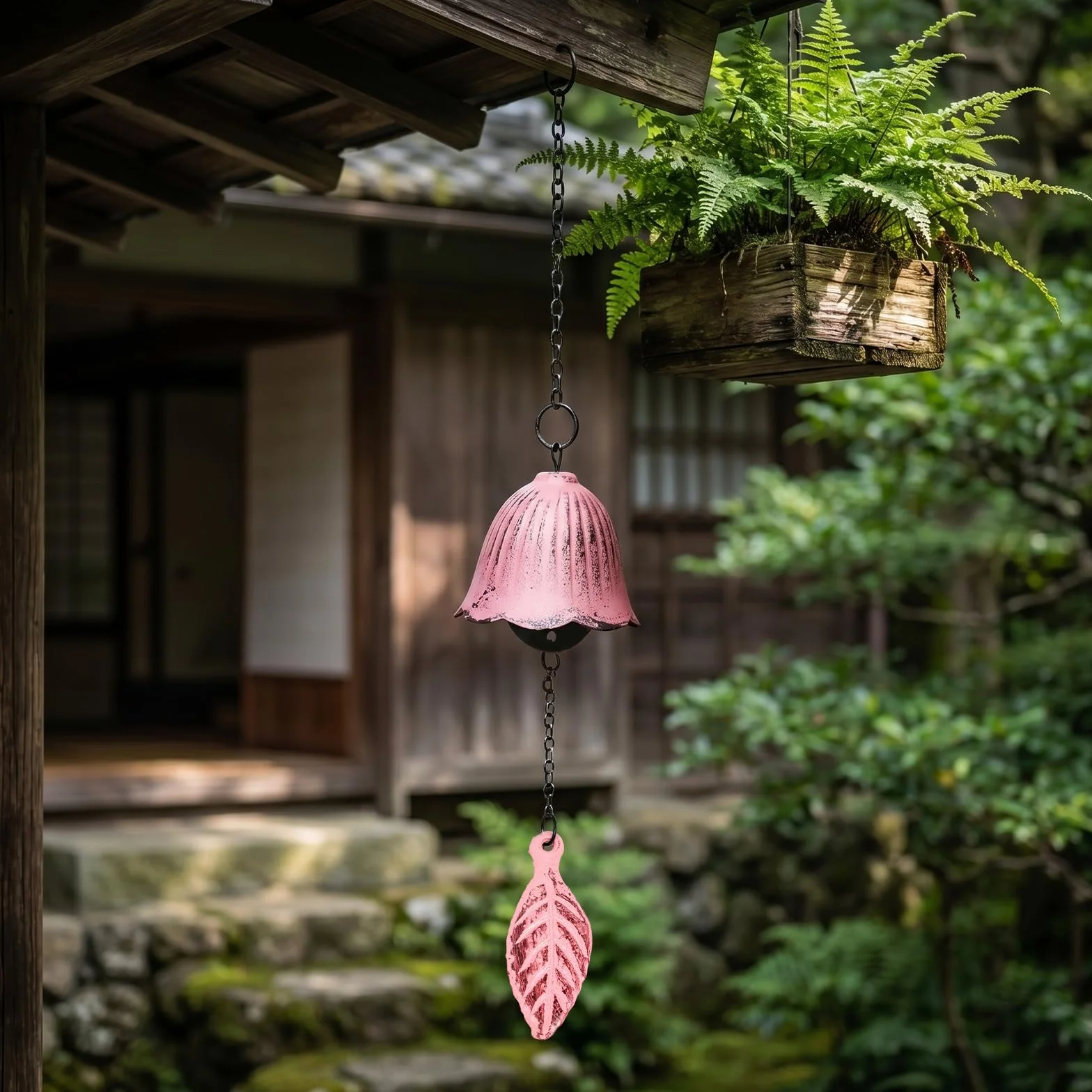 Japonesas Carillón de Viento de Hojas, Campanas de Viento de Hierro Fundido, Colgante para Exterior, Decoración de Bendiciones
