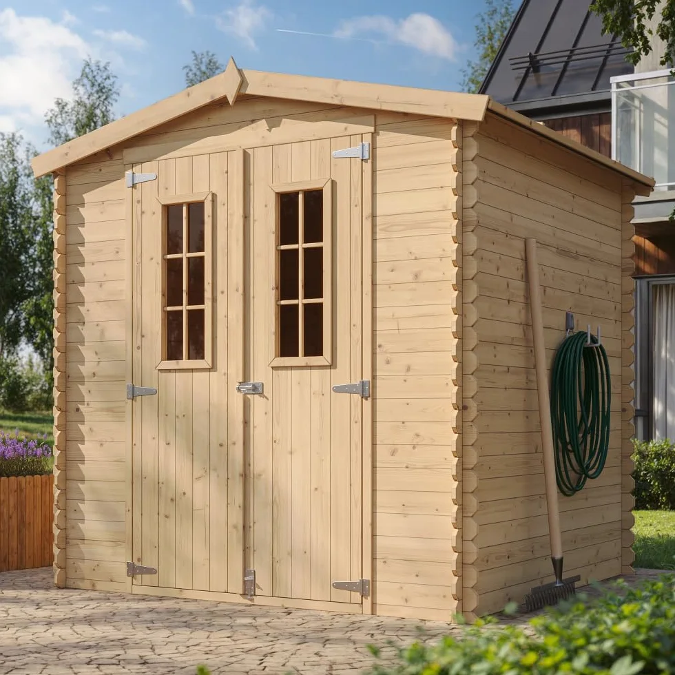 Cobertizo de Madera TRATADO TIMBELA M343C+M343G 218x206x216 cm 3,53 m² Techo Impermeable Ventanas