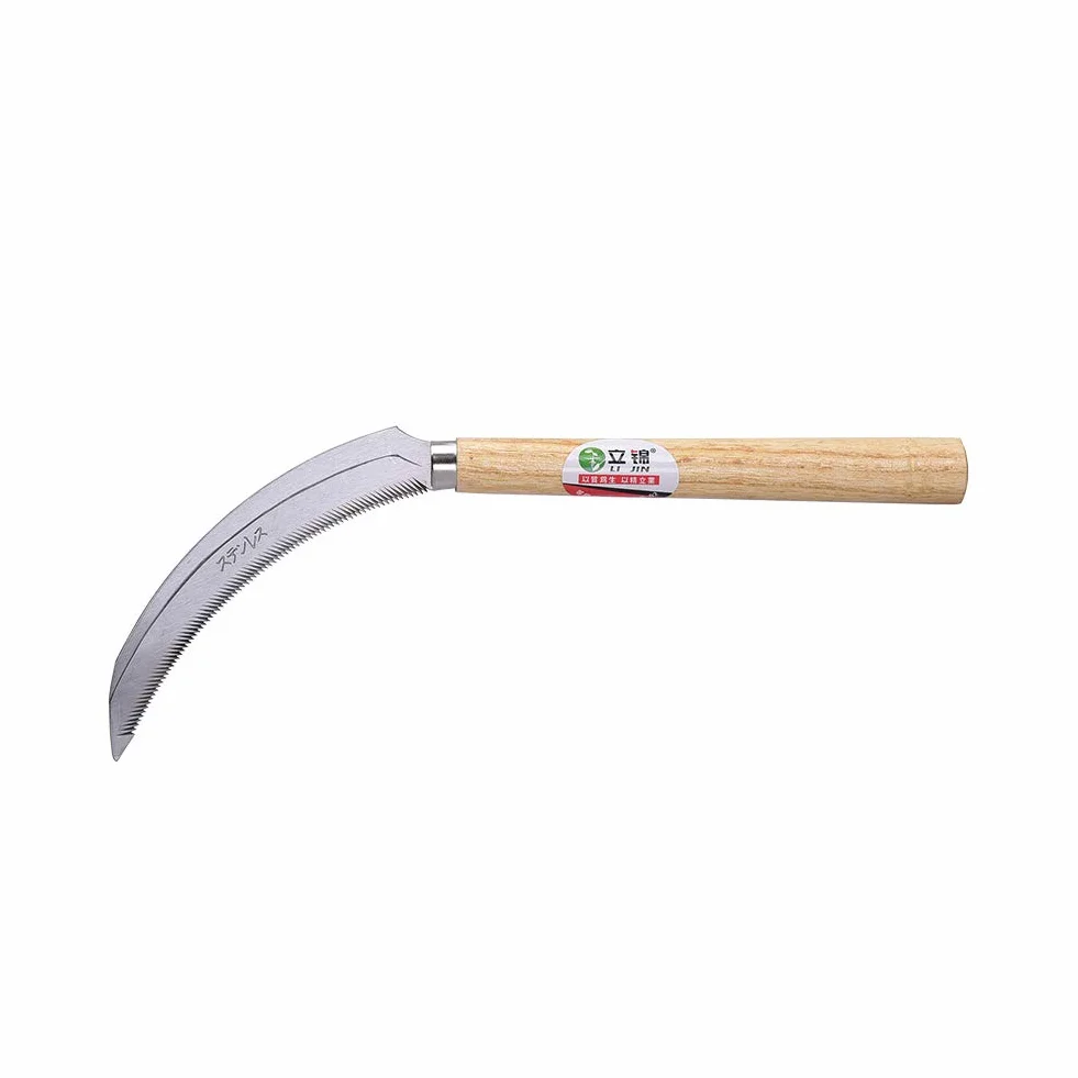 Hoz de deshierbe Japonesa de Acero Inoxidable, Mango de Madera Dura 7.87" y 6.3"