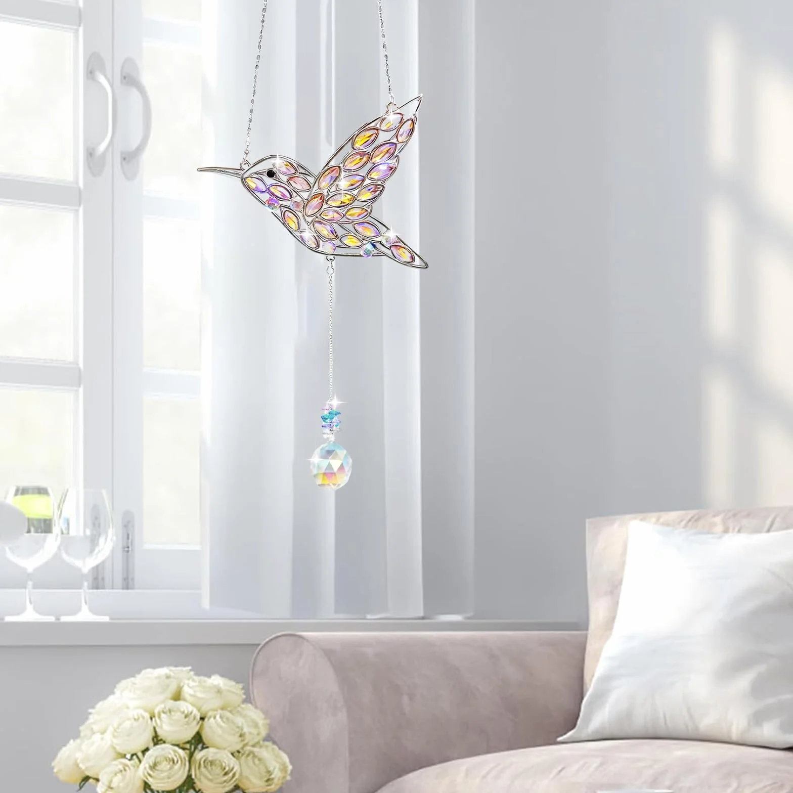 Atrapasueños de Colibrí, Colgante Decorativo para Ventana, Balcón, Jardín