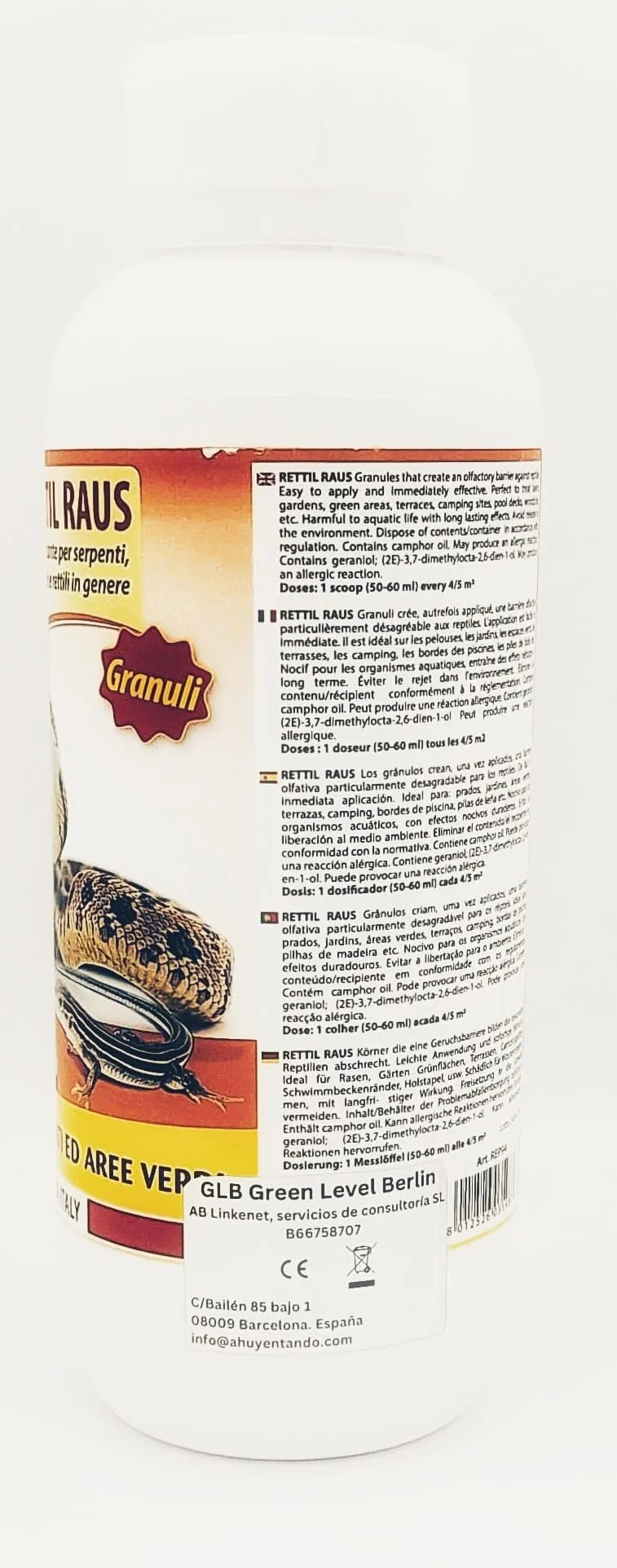 Repelente granulado de serpientes para reptiles, culebras, víboras, lagartijas, dragones, salamanquesas y geckos