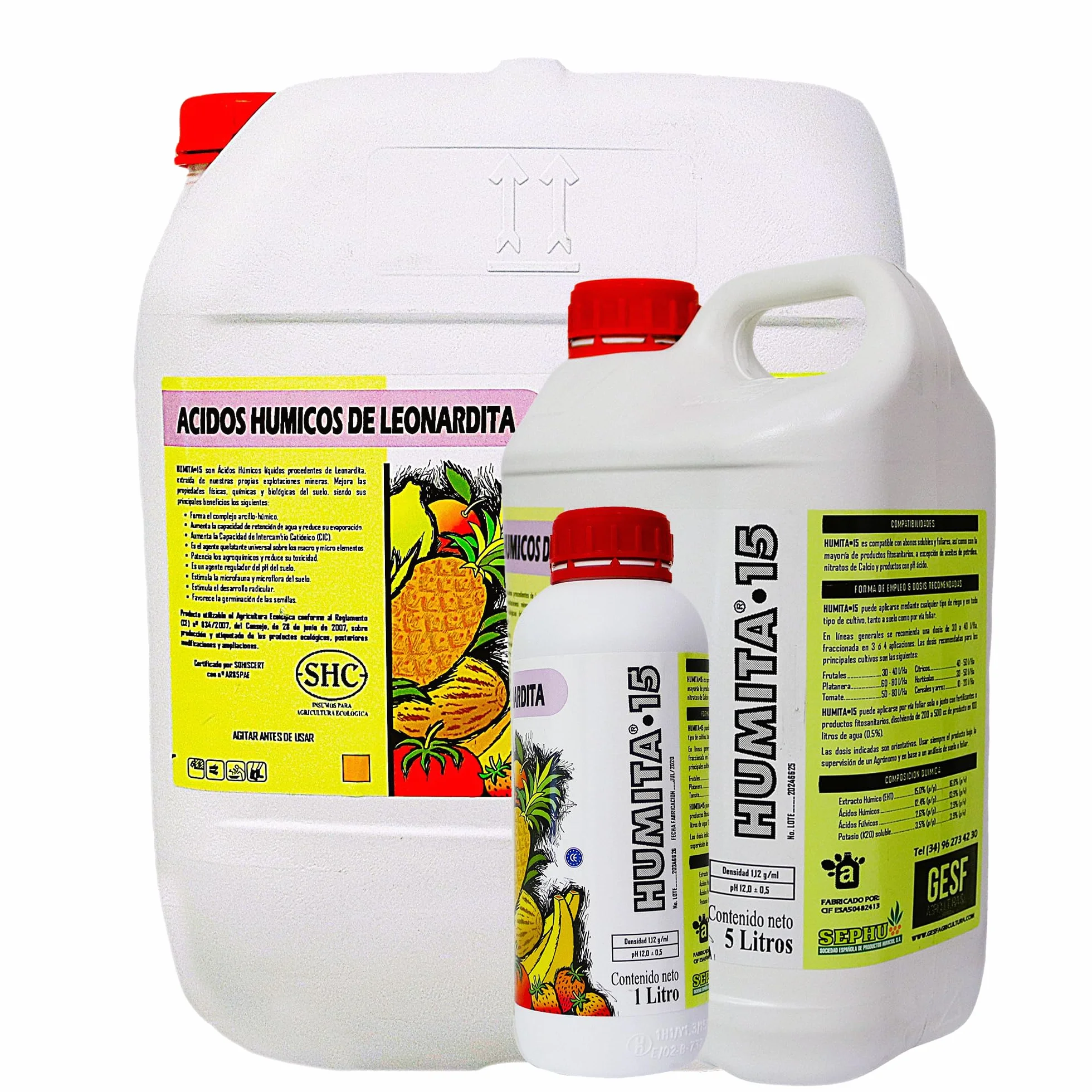 HUMITA 15 Fertilizante Húmico Líquido Ácidos Húmicos y Fúlvicos 10 litros