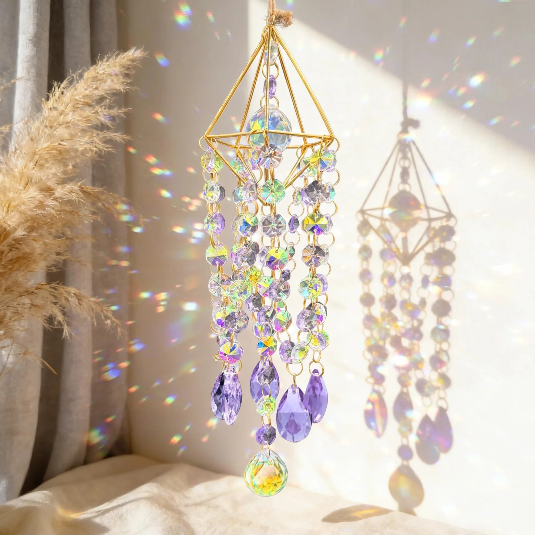 VEEKAY Atrapasoles de Cristal Colgante Suncatcher para Ventanas y Jardines
