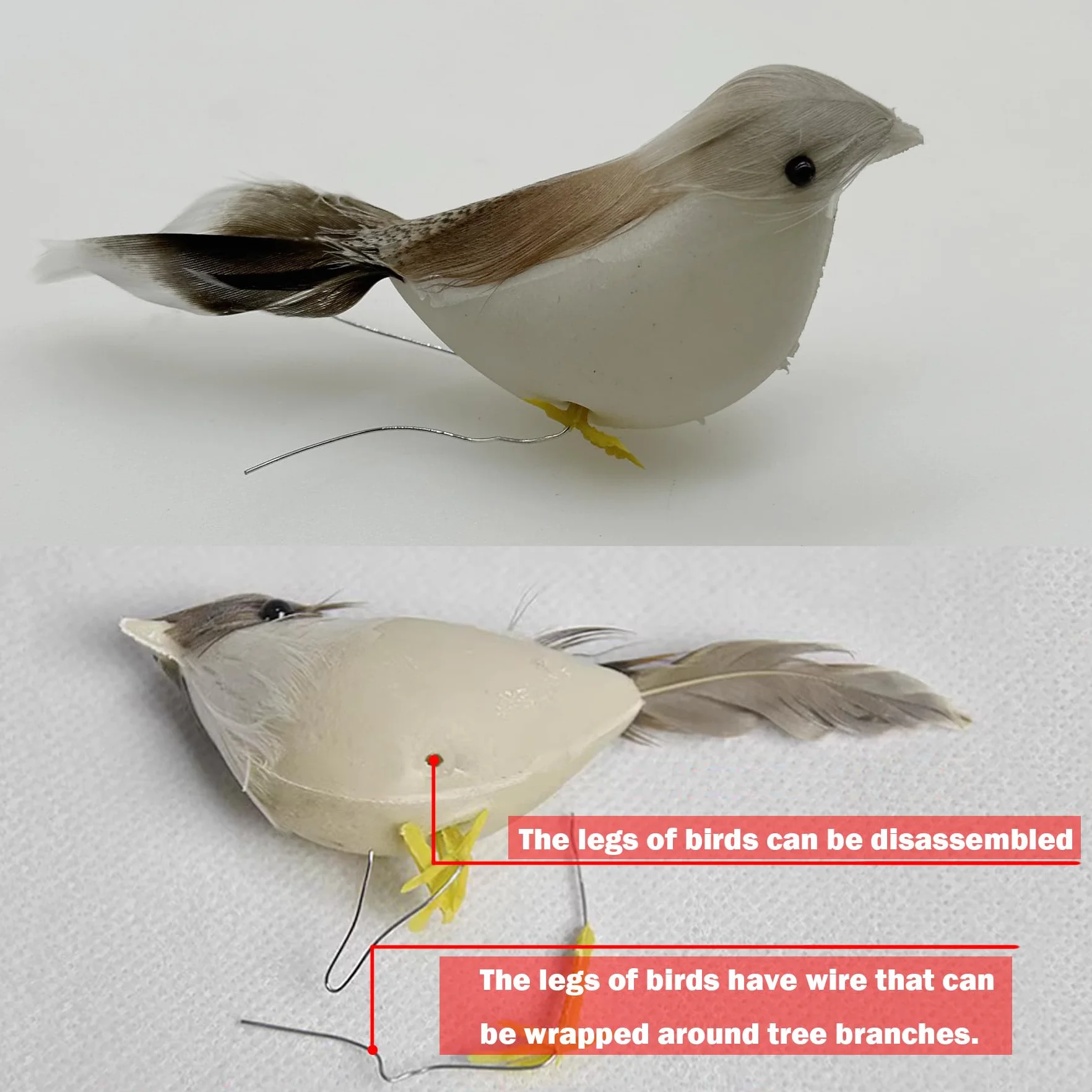Pájaros de Imitación con Plumas, 12 Pz, Pájaro Artificial Decorativo Jardin