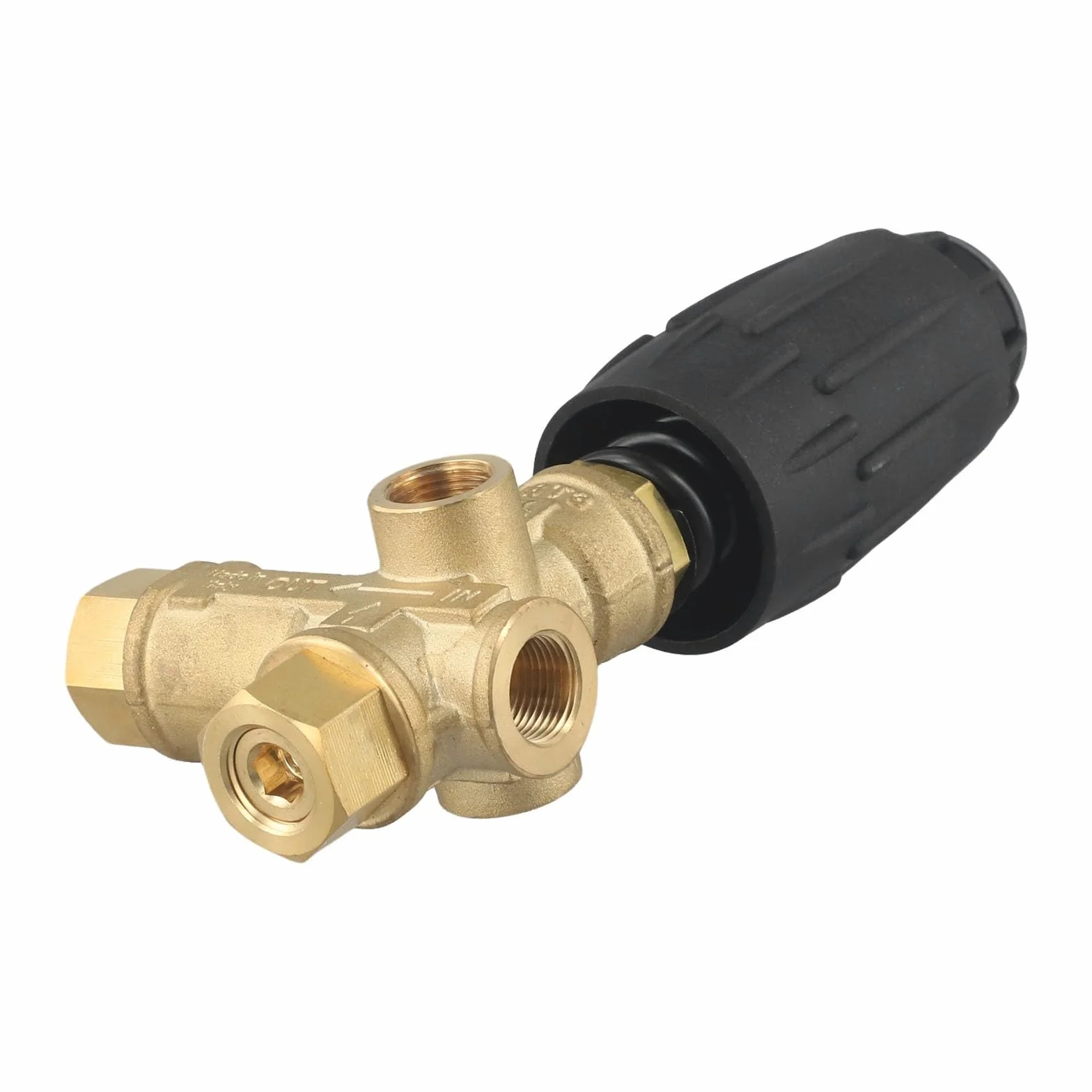 VRT3 - Válvula descargadora para lavadora a presión, 140 bar, 40 LPM de latón y acero con derivación de presión atrapada para un flujo controlado seguro y limpieza eficiente al aire libre, 3/8
