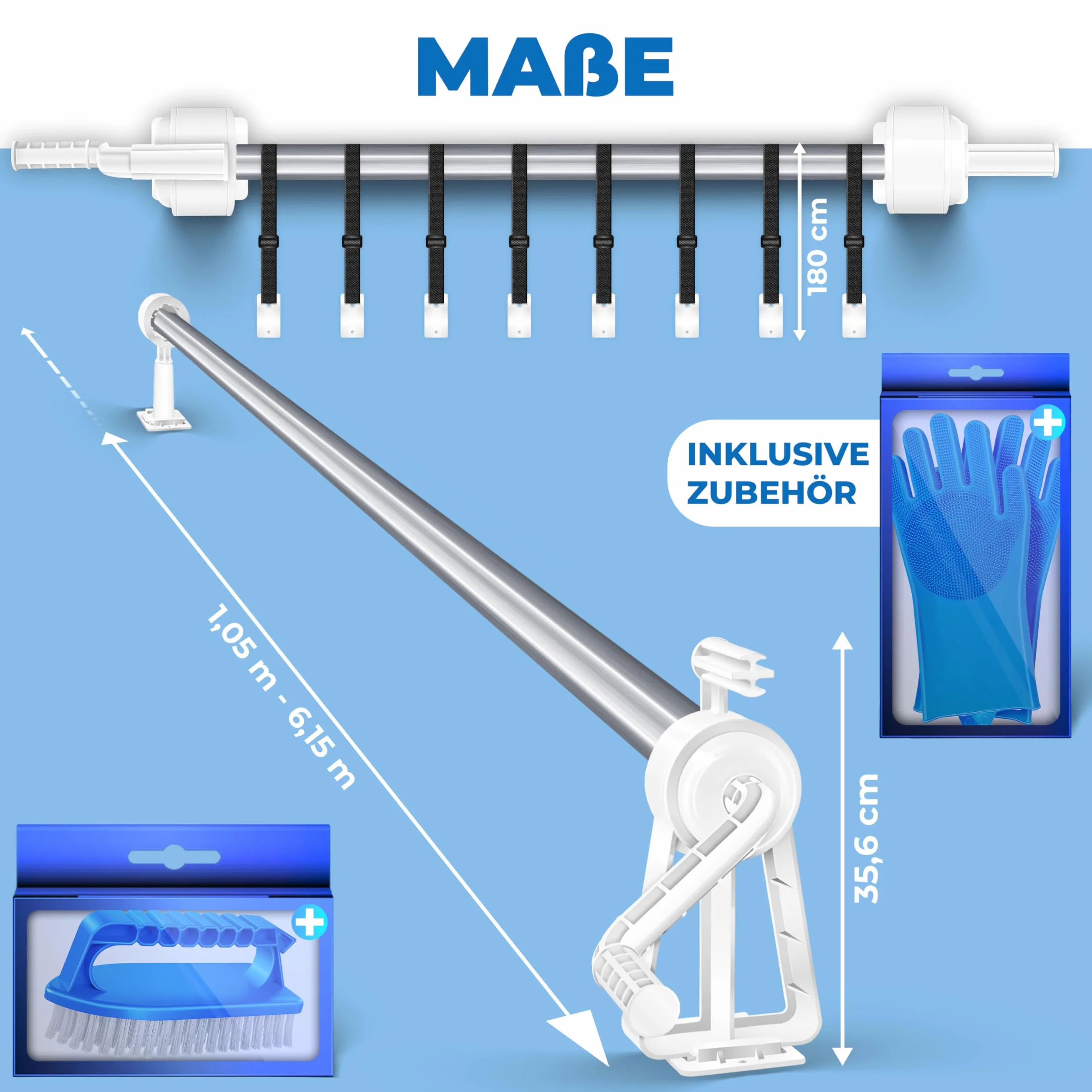 KESSER Enrollador de Piscina Premium Sistema Enrollable 1,05 m - 6,15 m para Lona Solar Móvil