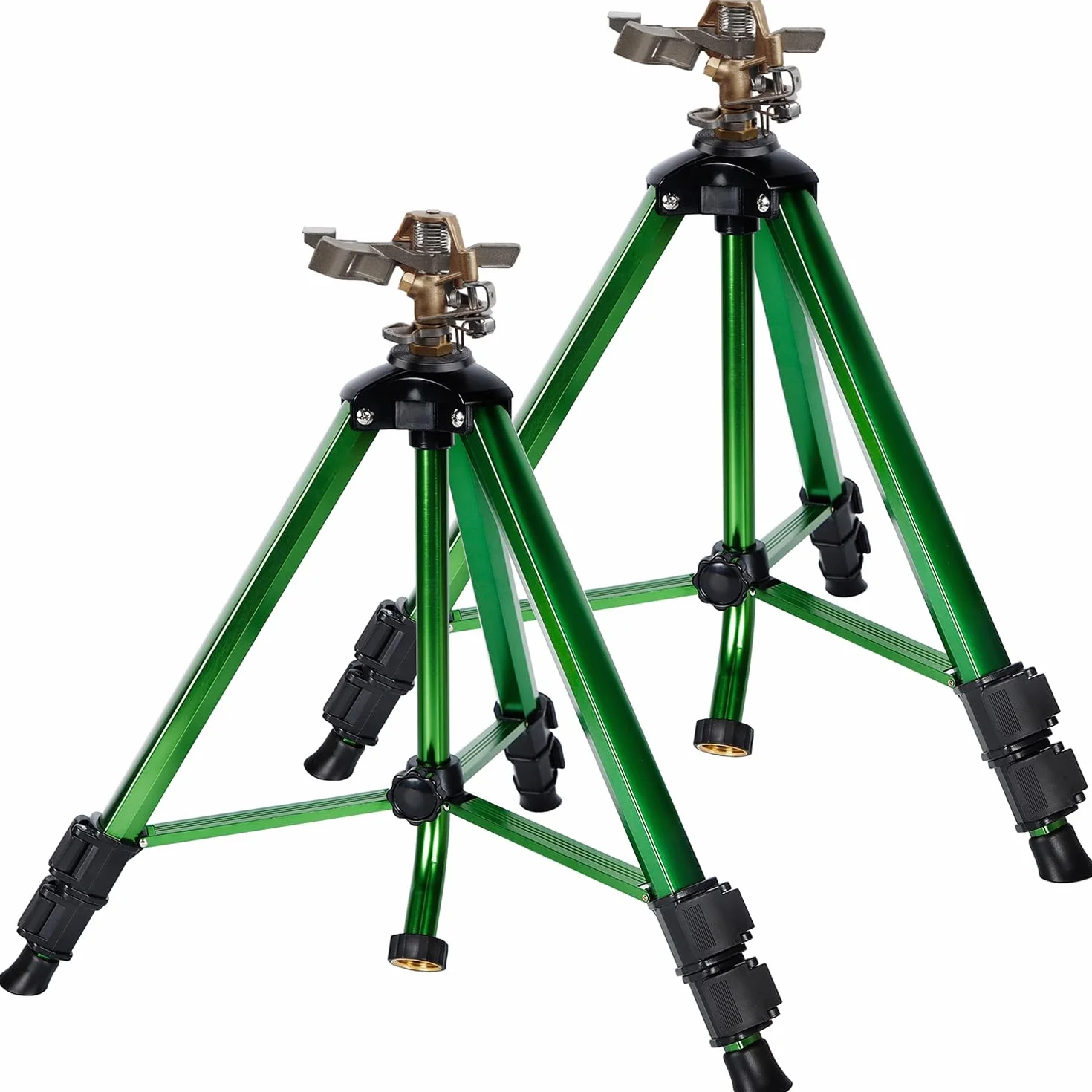 Biswing Cabezal de aspersor de Impacto en Base de trípode, aspersor de césped Resistente, riego de área Grande de 360 Grados, Boquilla de aspersor de latón y Patas de extensión de Metal de aleación