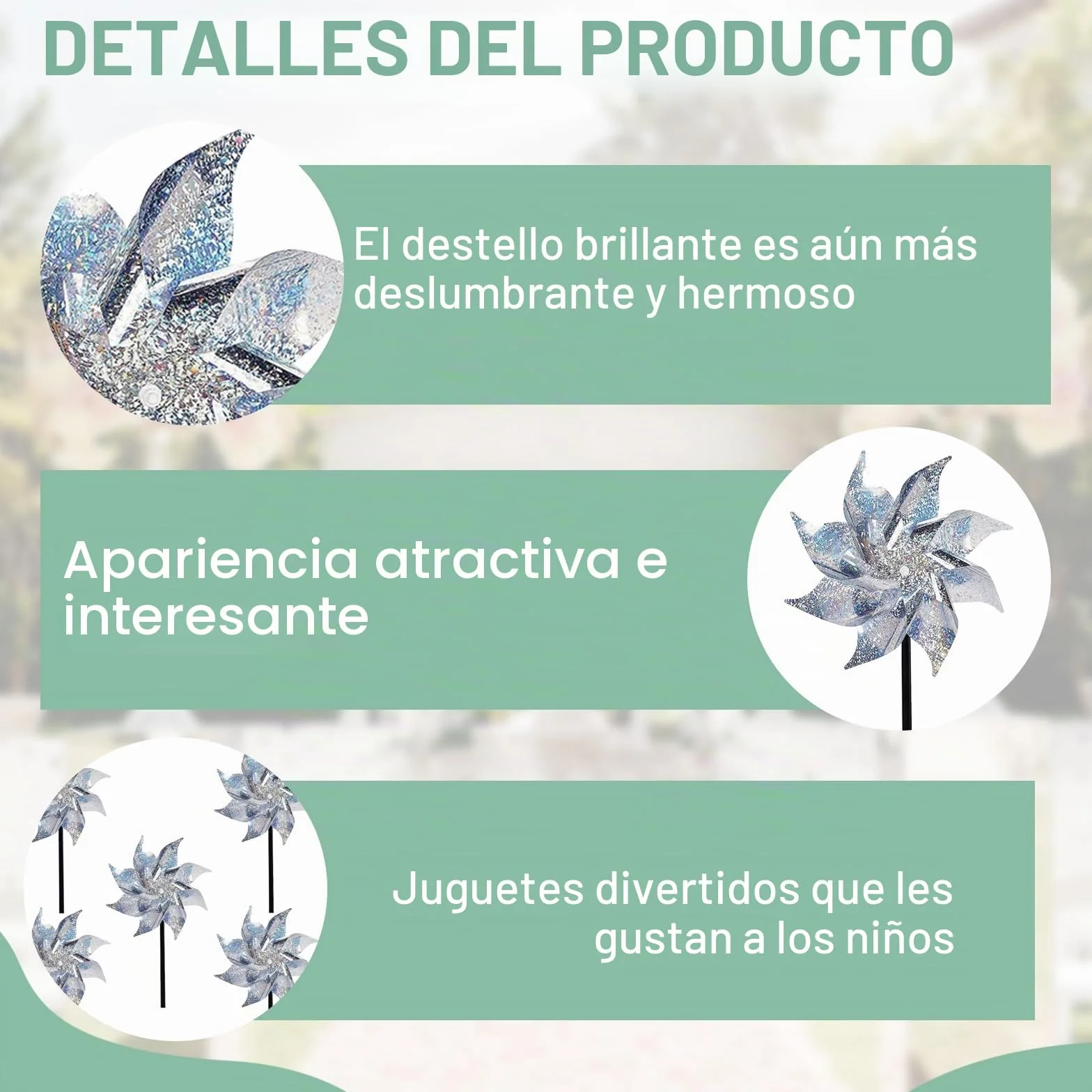 Molinos de Viento Antipajaros 5 Piezas para Proteger Jardines Granja Patio