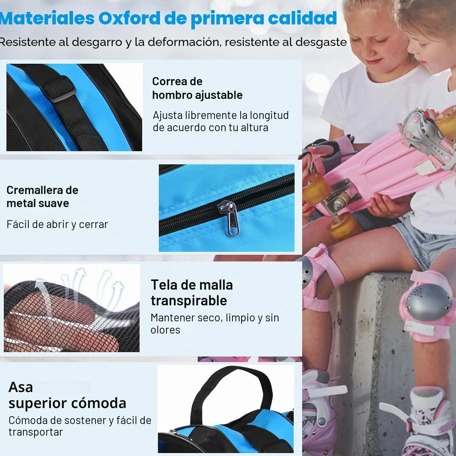 Bolsa para Patines en Linea con 3 Compartimentos para Casco y Protecciones