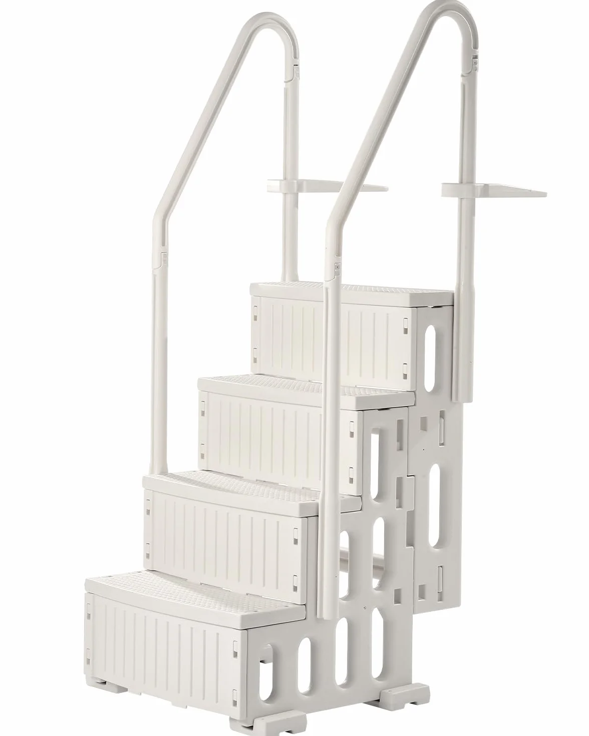 VEVOR Escalera para Piscina 4 Escalones con Pasamanos Dobles Antideslizantes 181,4 kg 874 x 808 x 1985 mm Blanco Leche