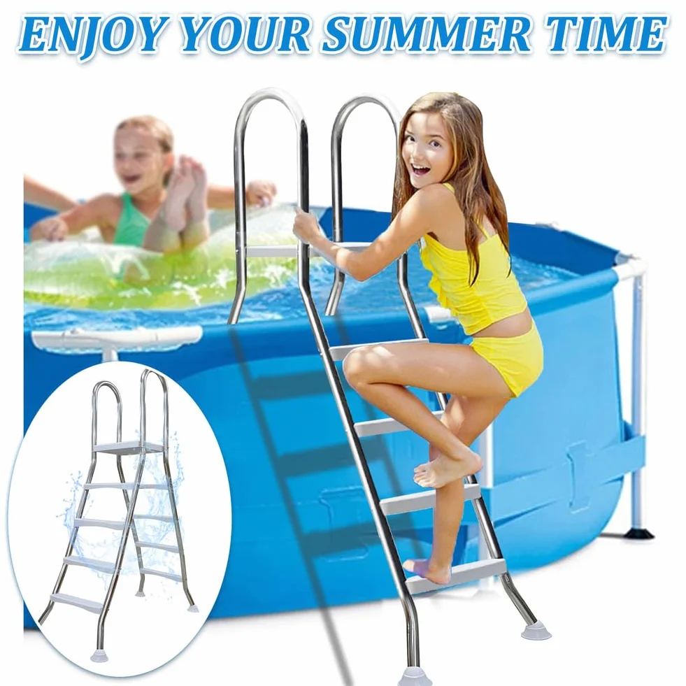 Escalera para piscina fuera de tierra de doble 4 peldaños acero capacidad 250 kg