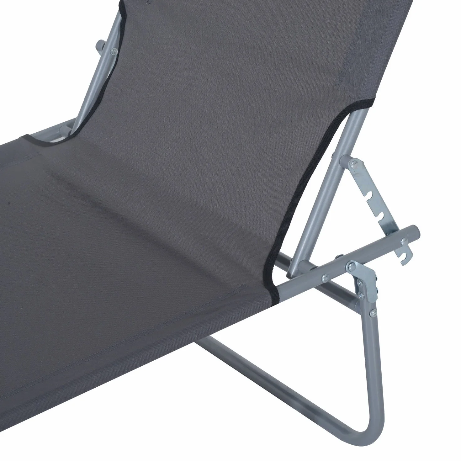 Outsunny Tumbona Plegable Jardín Exterior Reclinable con Toldo Desmontable Respaldo Ajustable 4 Niveles 187x58x36 cm Gris