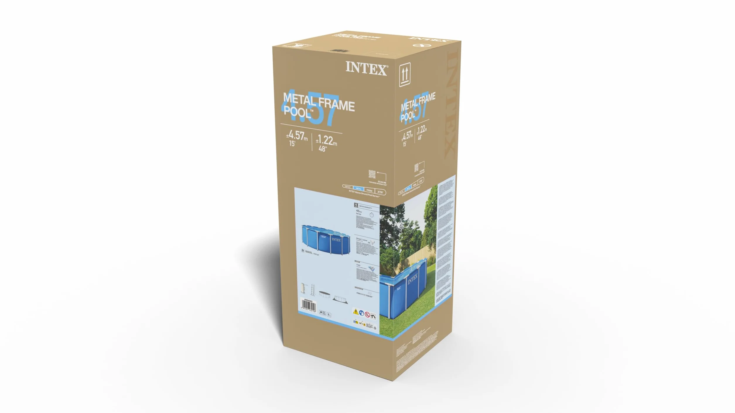 Intex Piscina Desmontable Metal Frame D457x122 cm 16.805 litros Escalera Tapiz Cobertor Depuradora Cartucho Ø32 mm