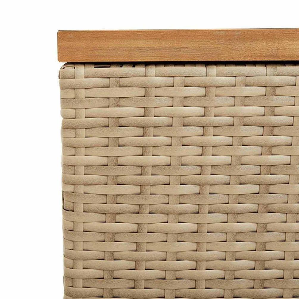 vidaXL Caja de Almacenaje de Jardín, Cofre, Asiento Banco Exterior, Baúl Juguetes Patio, Madera Acacia Ratán Beige