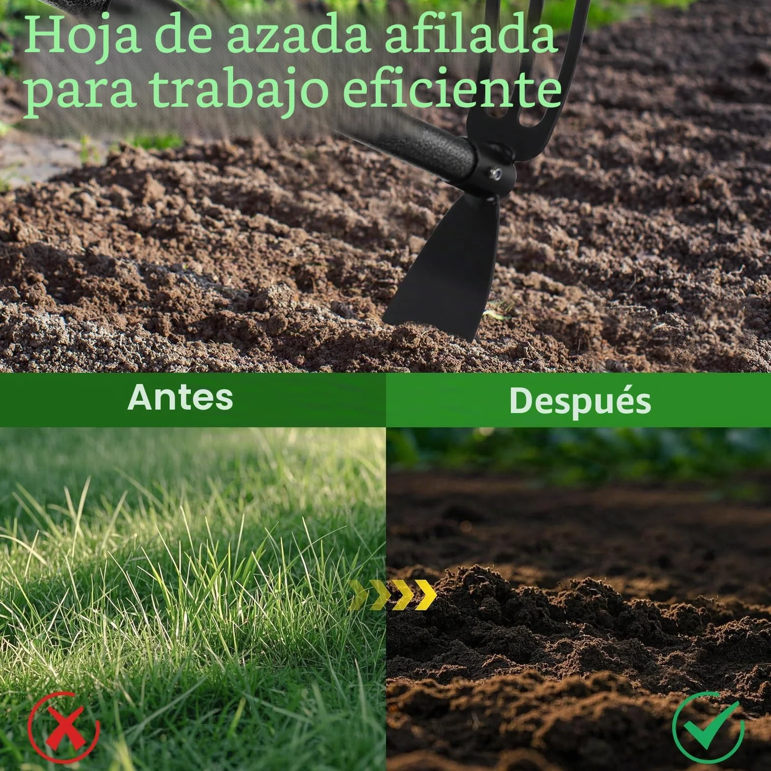Azada de Jardín 3 Dientes 116 cm Rastrillo de Malas Hierbas Multifuncional
