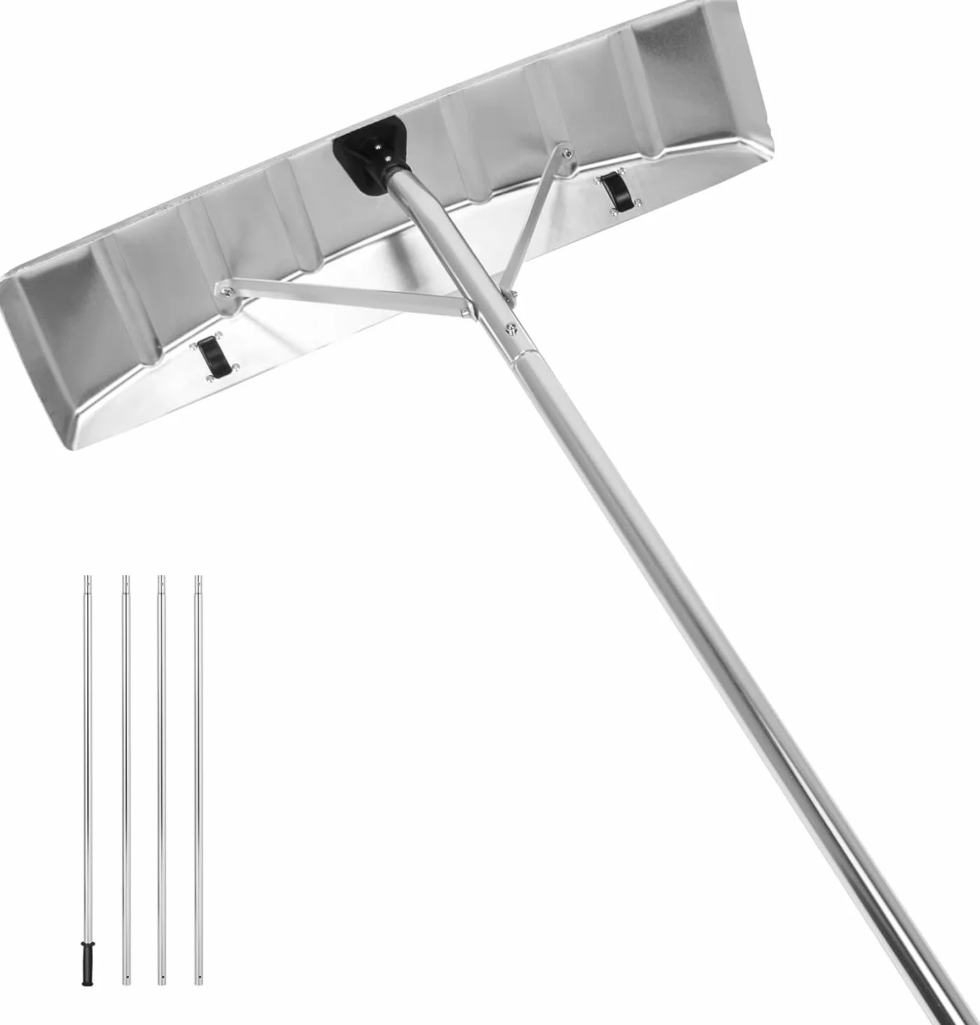 GOPLUS Rastrillo de Nieve para Tejados Extensible 1,48-6,08 m Quitanieves