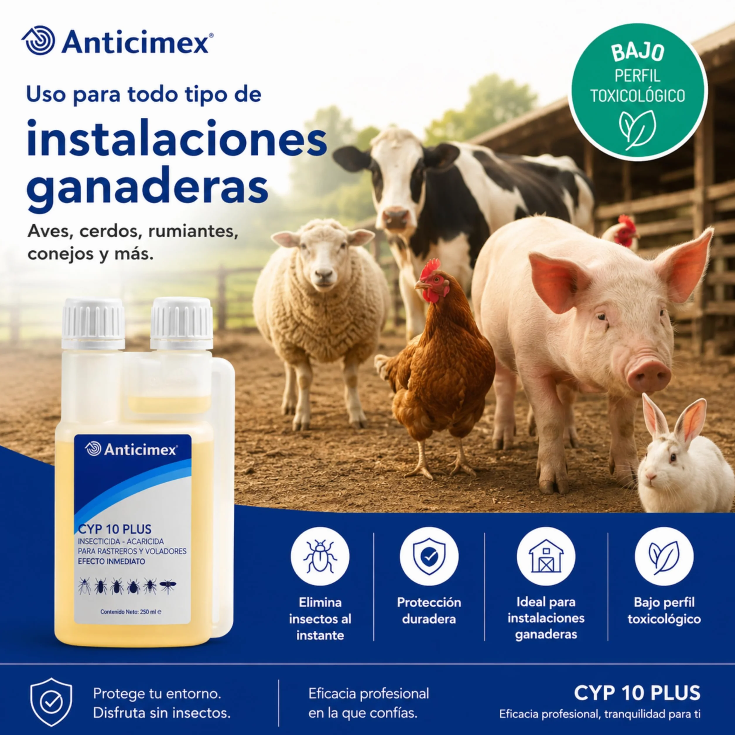 Anticimex Insecticida Concentrado CIPERGEN 9,3% 250 ml Cucarachas Mosquitos Hormigas