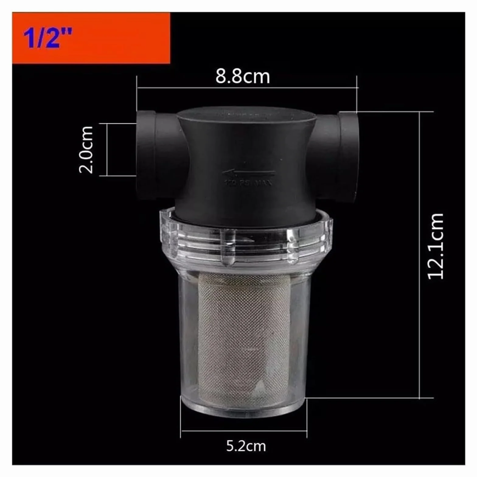 Filtro de Succión de Bomba de Agua, 1 Filtro de Malla en línea for tuberías de riego de Alto caudal.(0.5 Inch)