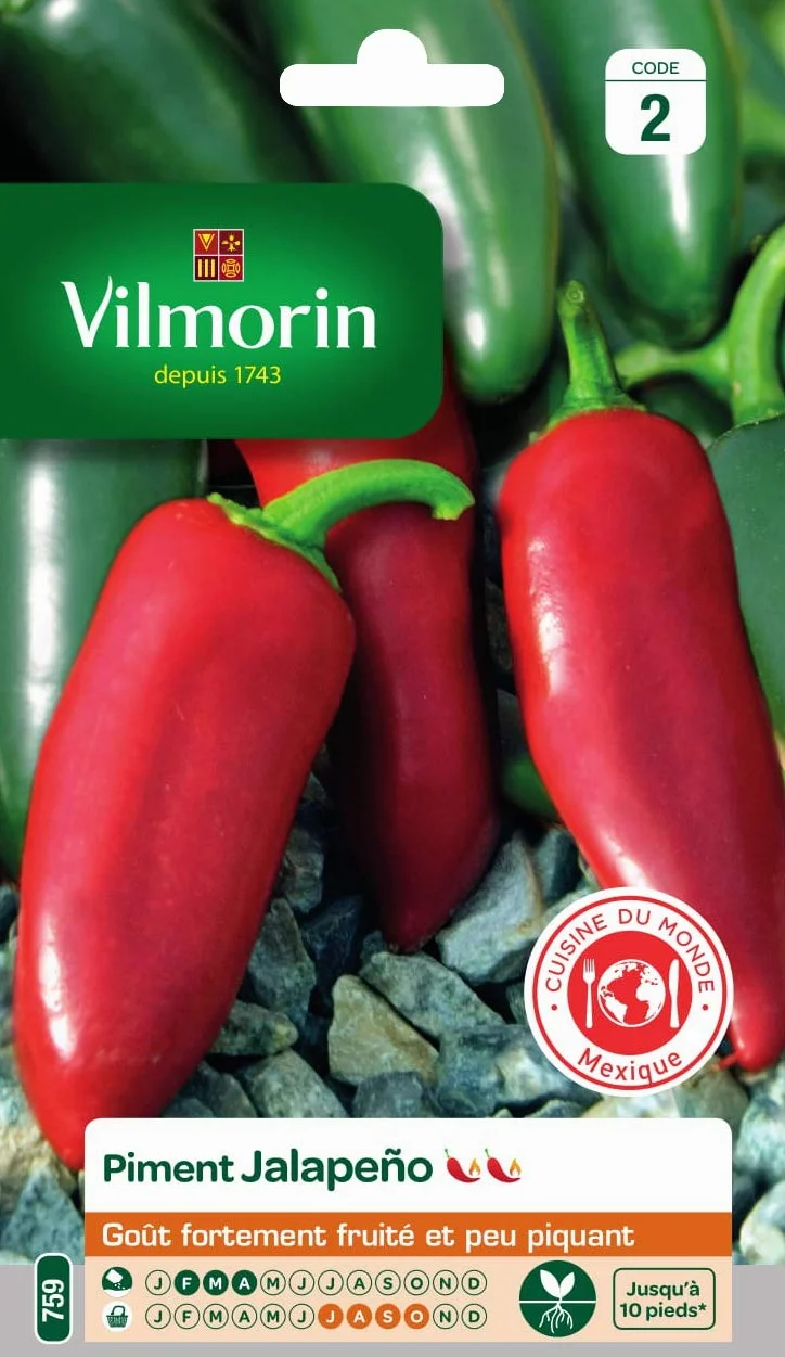 Vilmorin Pimiento Jalapeno Mexicano Sabor Afrutado Poco Picante Escala Scoville 5/10