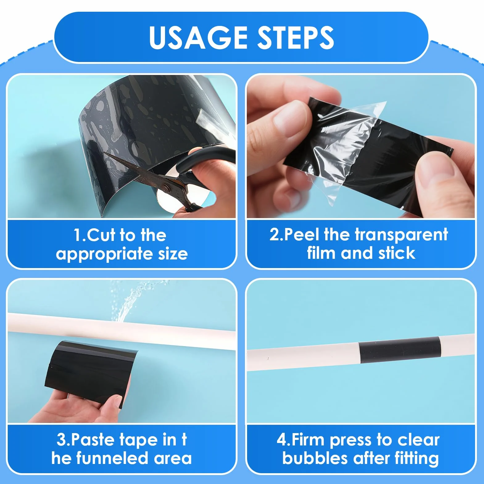 Cinta Impermeable Autoadhesiva PVC 1.5m Agua Stop para Reparación de Tuberías