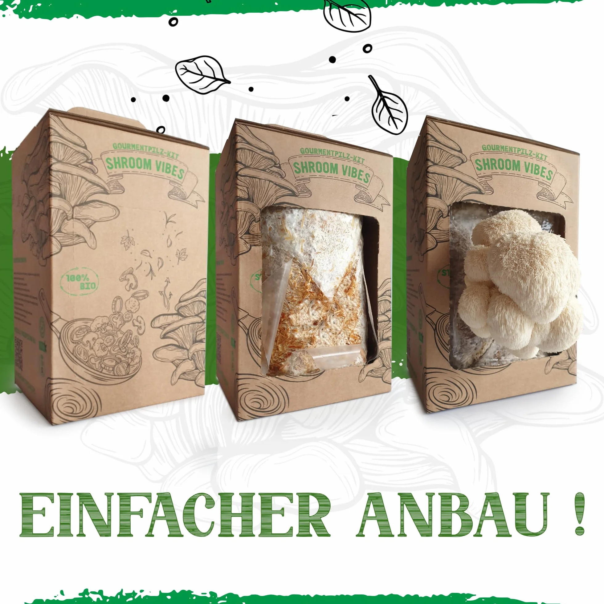 BIO Juego de cultivo de setas Grifón Hericium erinaceus ecológico para hogar