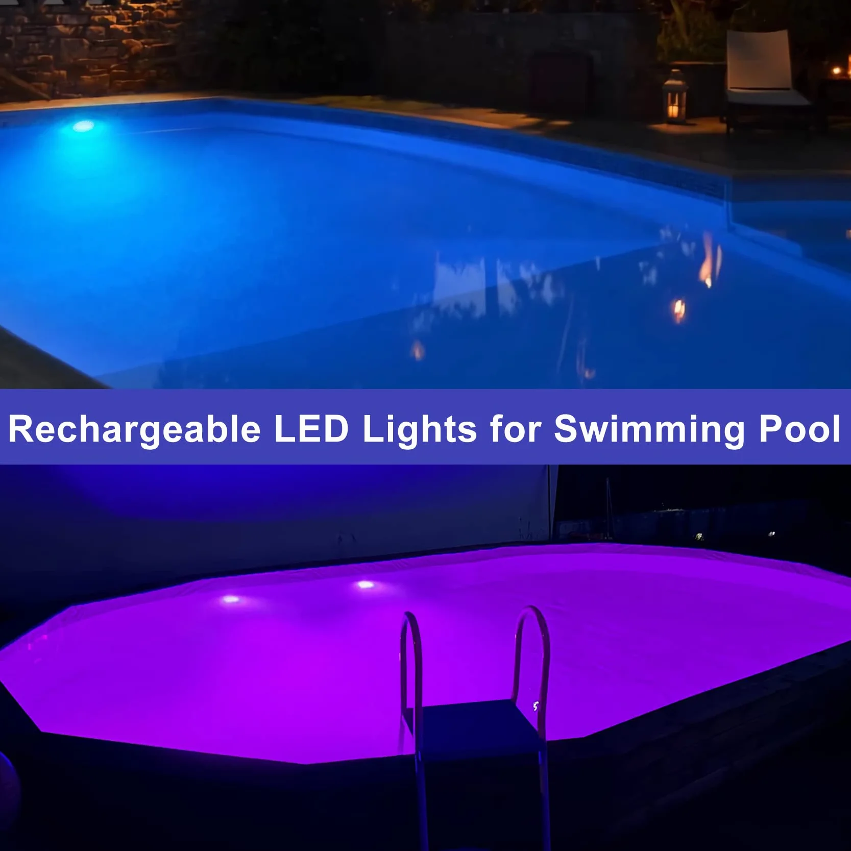 DeeprBlu Luz Sumergible Bañera LED Recargable con Imán y Ventosas para Piscina