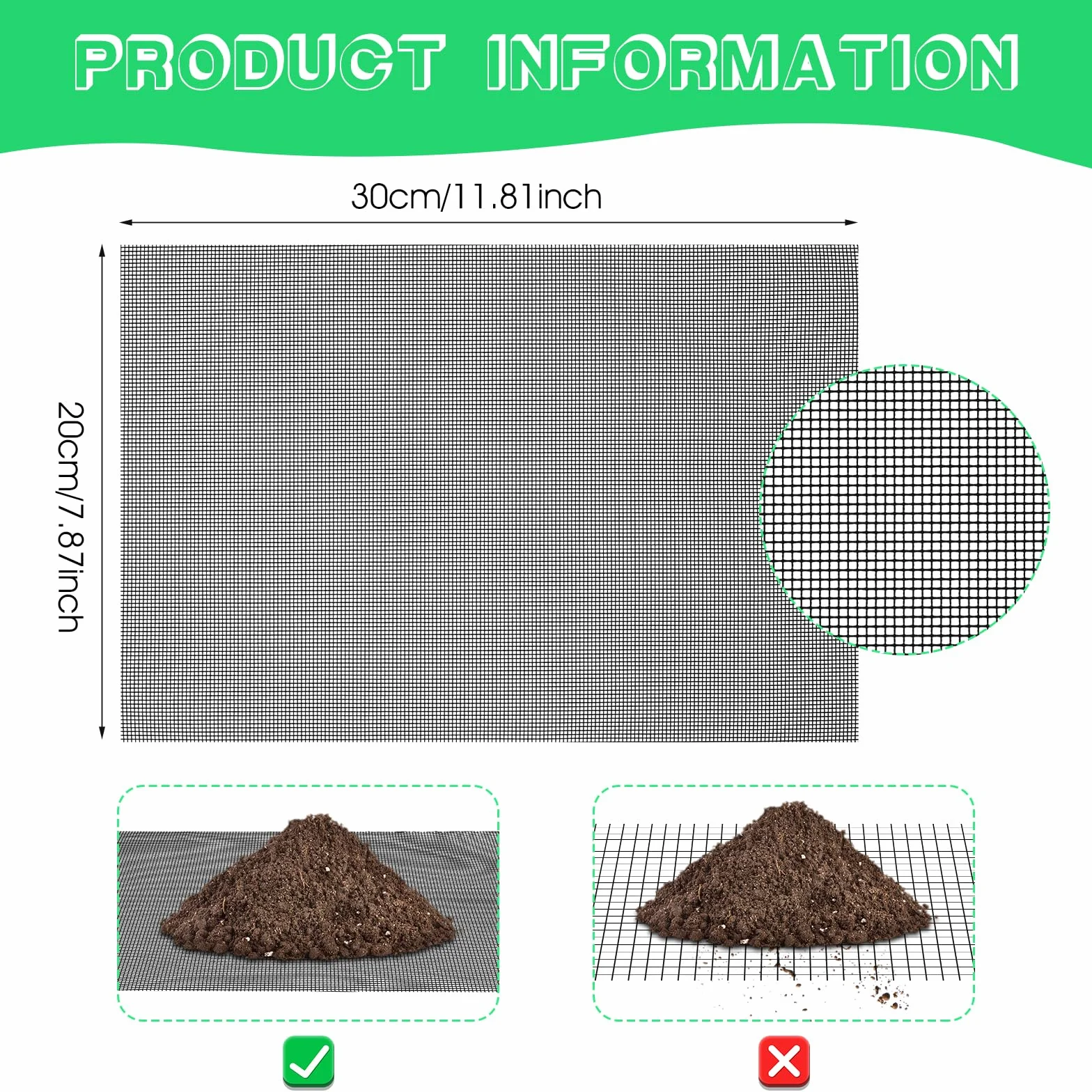 Malla de plástico para bonsái 20 x 30 cm, rejilla de drenaje para macetero, Ouligay 10 unidades