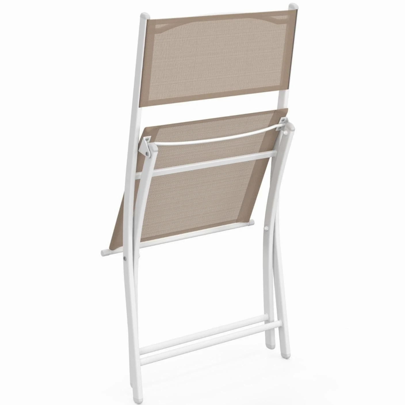 IDMarket - Juego de 6 sillas de jardín plegables Bastia metal y textileno blanco y beige