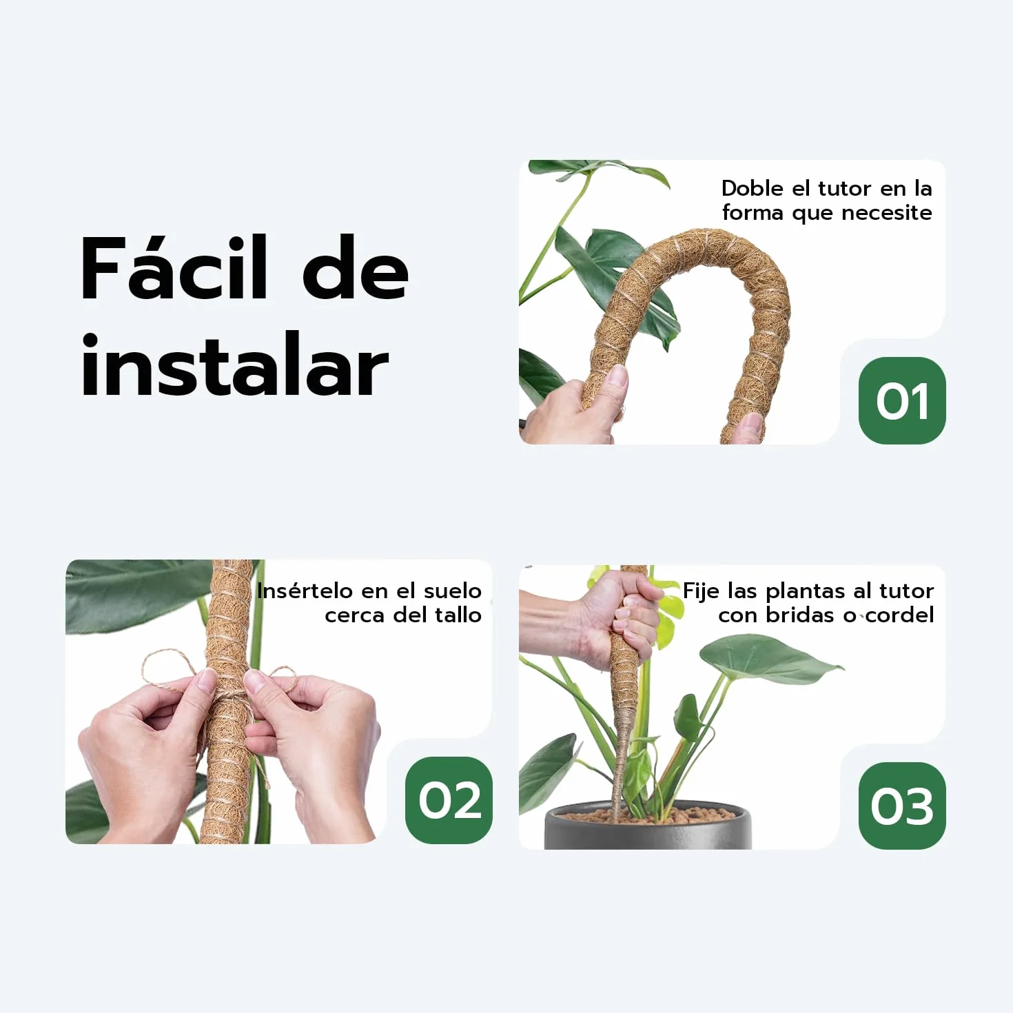 Mcbazel Tutor Plantas Trepadoras 120 cm Soporte Planta Coco Plegable 7 mm
