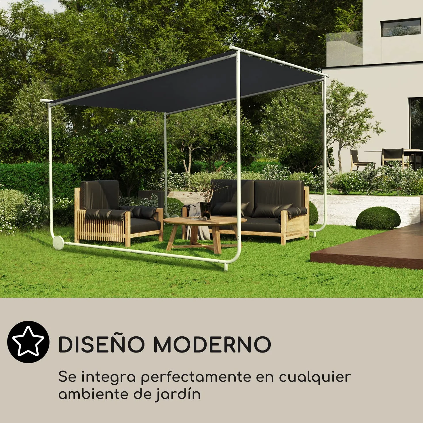 Blumfeldt Pergola con Techo 3x3 m y Ruedas, Pergolas de Jardin de Aluminio para Celebrar Eventos, Bañera Hidromasaje, Barbacoa y Patio, Carpa Impermeable para Bar, Cenadores con Protección UV 50+