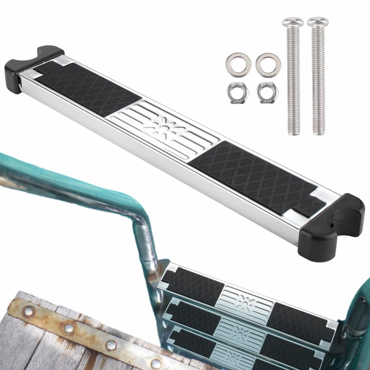 Peldaño Recambio Escalera Piscina Acero Inoxidable 304 50cm Escalón Antideslizante Goma