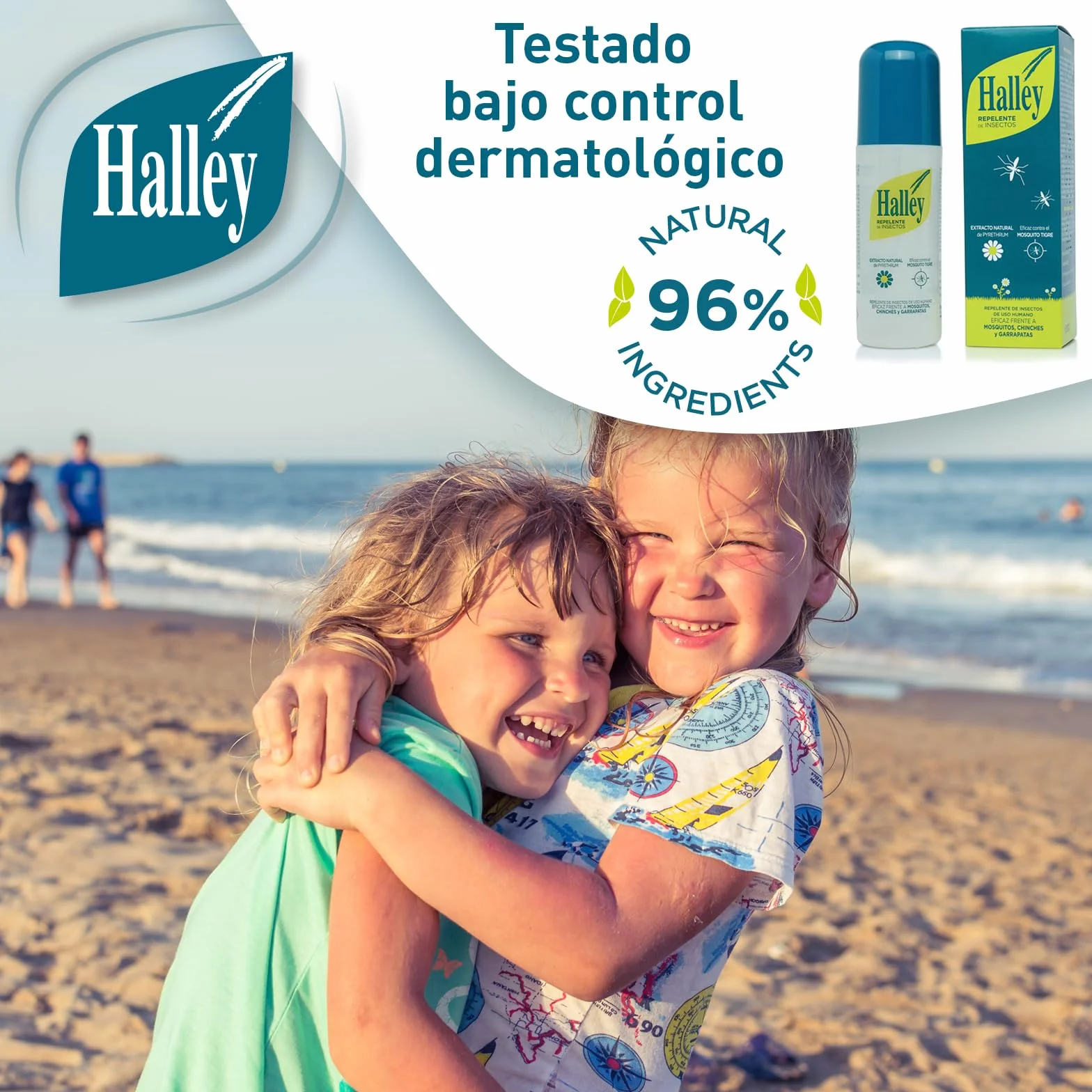 HALLEY Repelente de Insectos 150ml Protección Mosquitos Garrapatas 96% Natural 3 Años+